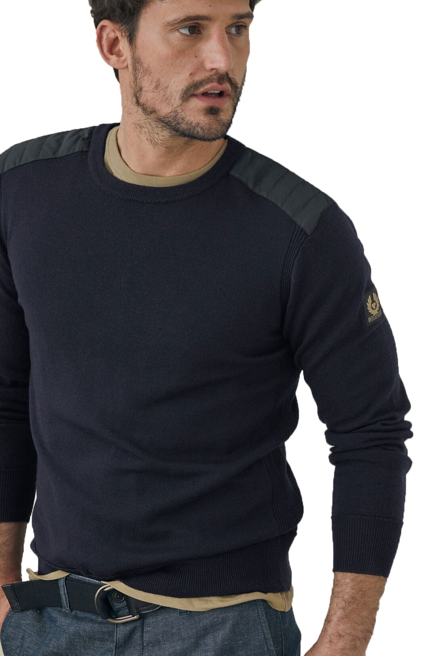 Pull ras du cou Belstaff Kerrigan bleu marine délavé