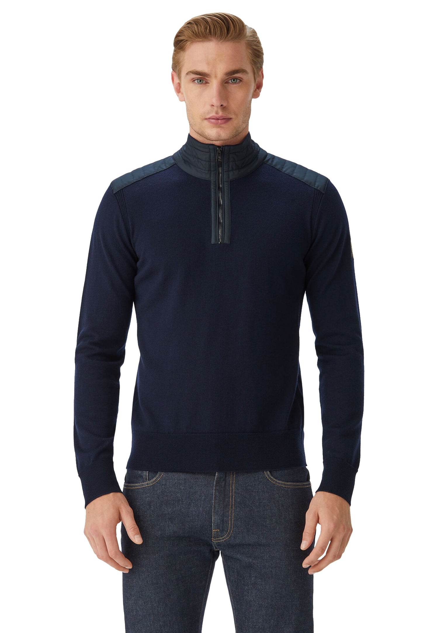 Belstaff Kilmington Half Zip Knitwear Washed Navy
