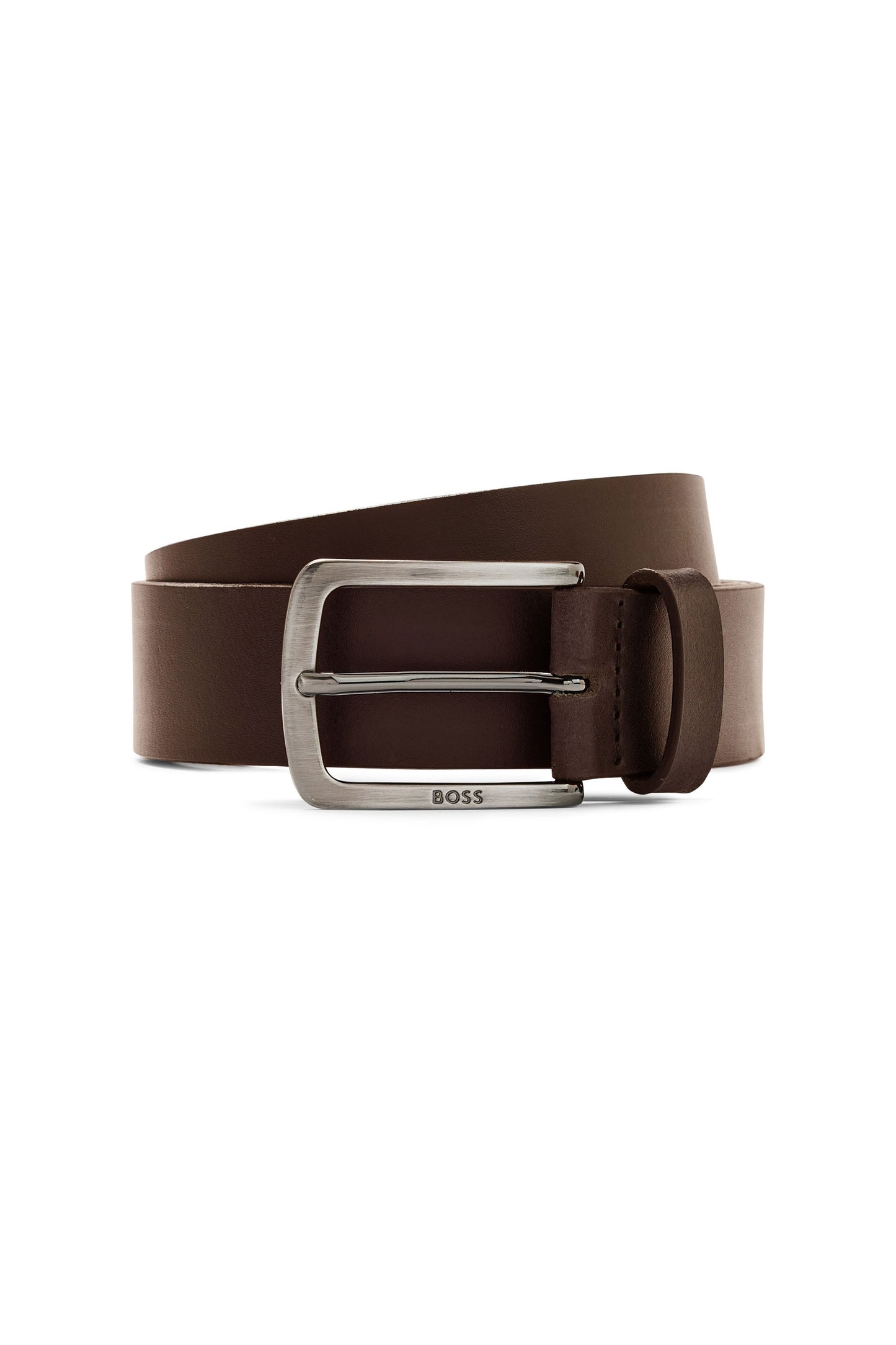 Boss Black Jor Metal Tip Leather Belt Dark Brown