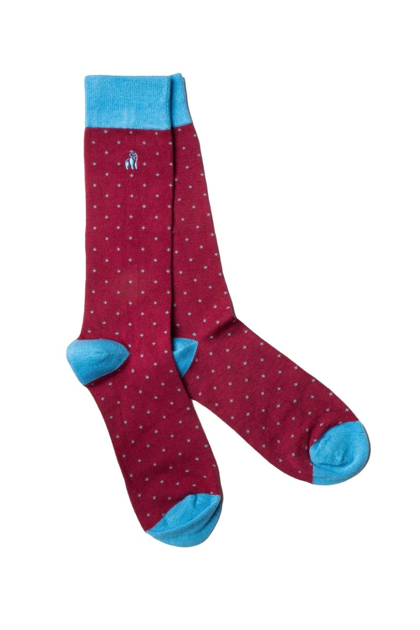 Chaussettes en bambou Swole Panda à pois bordeaux