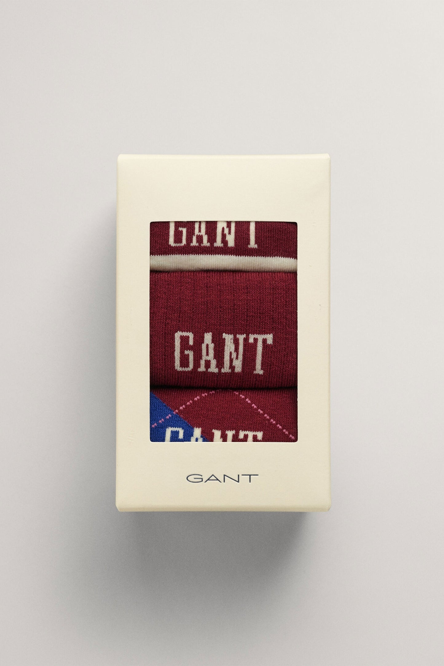 Gant Argyle And Stripe 3 Pack Socks Plumped Red