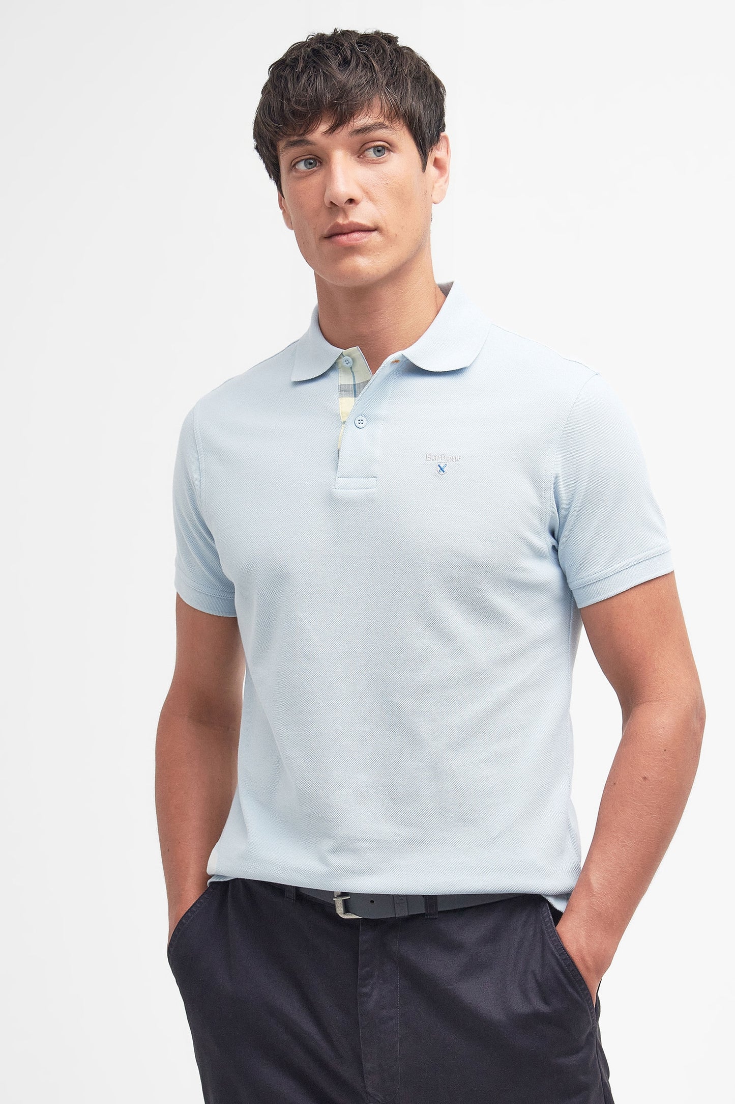 Barbour Tartan Pique Polo Niagara Mist