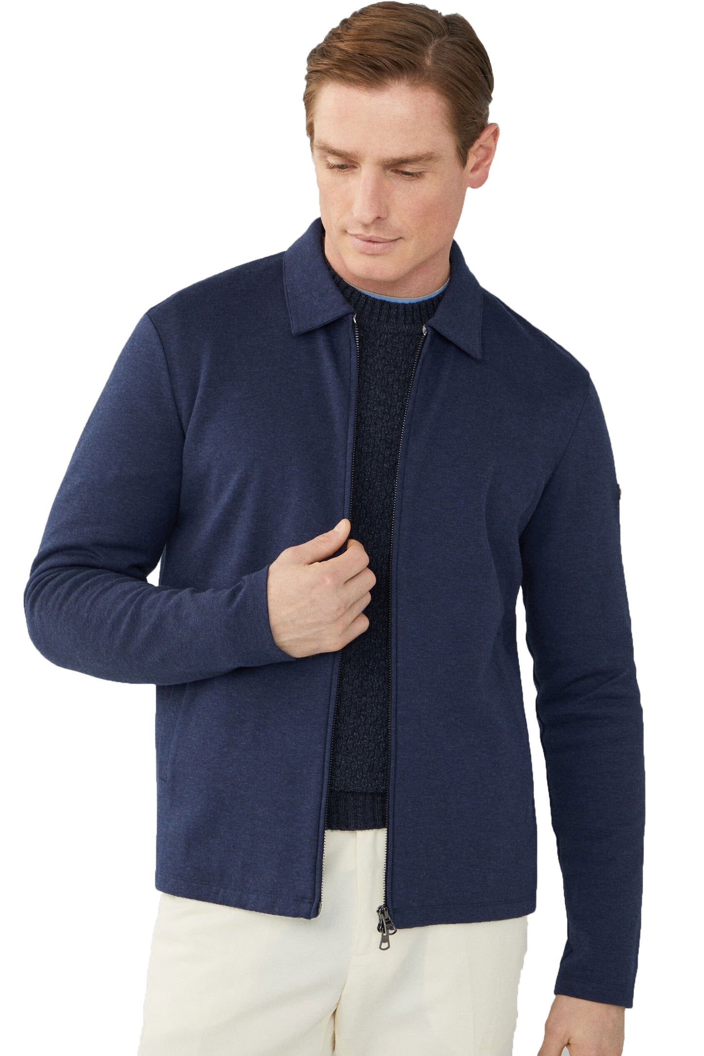 Pull zippé double en tricot Hackett bleu marine