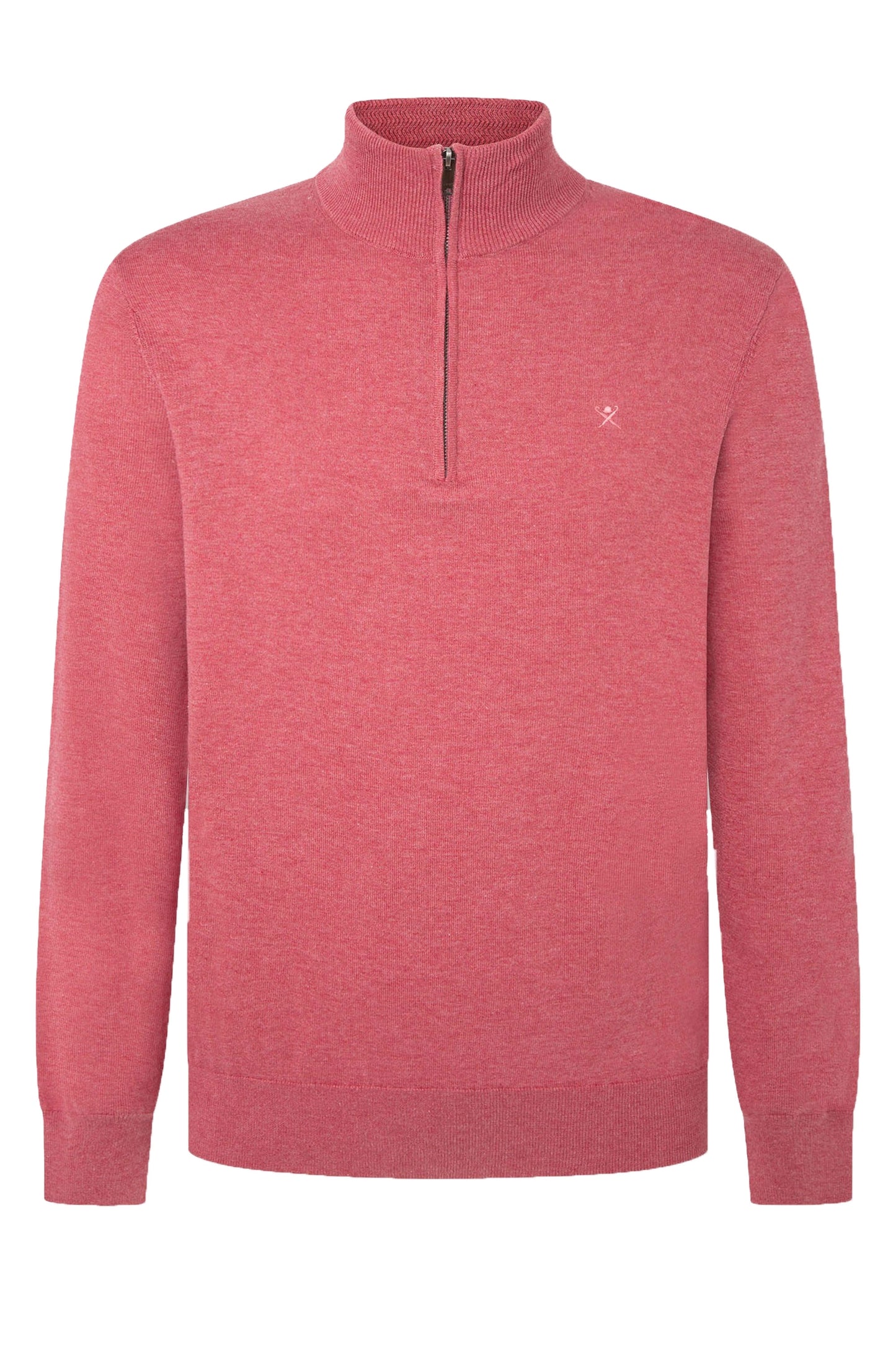 Hackett Cotton Silk Half Zip Knitwear Dusty Red