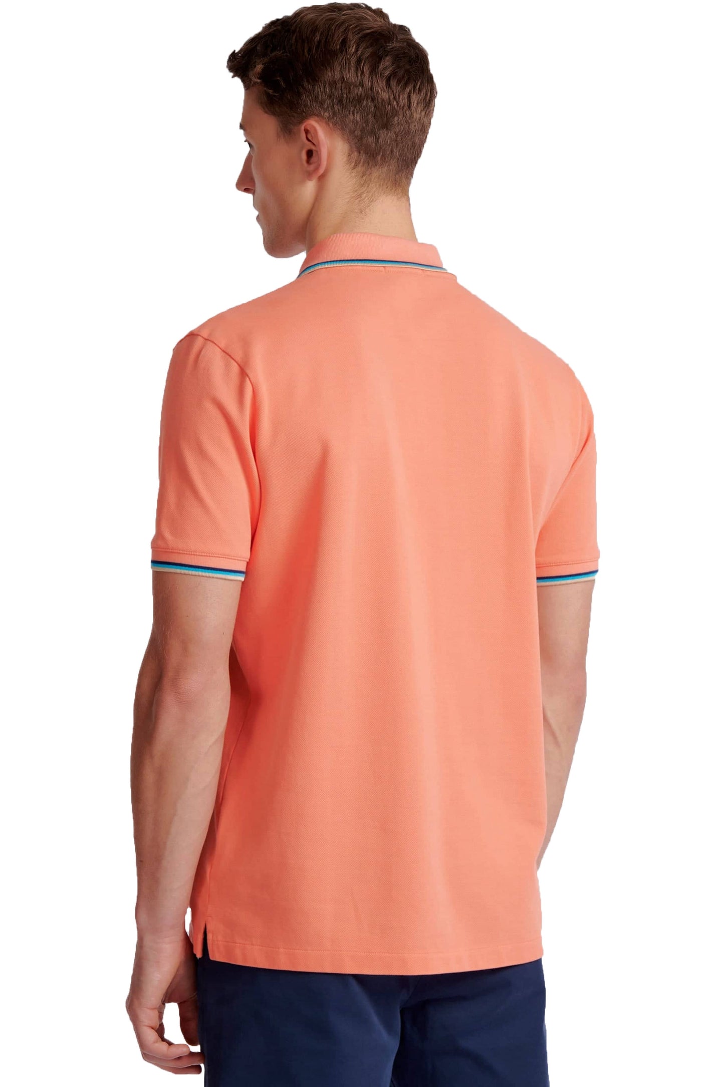 Sandbanks Badge Logo Tipped Sleeve Polo Shirt Coral