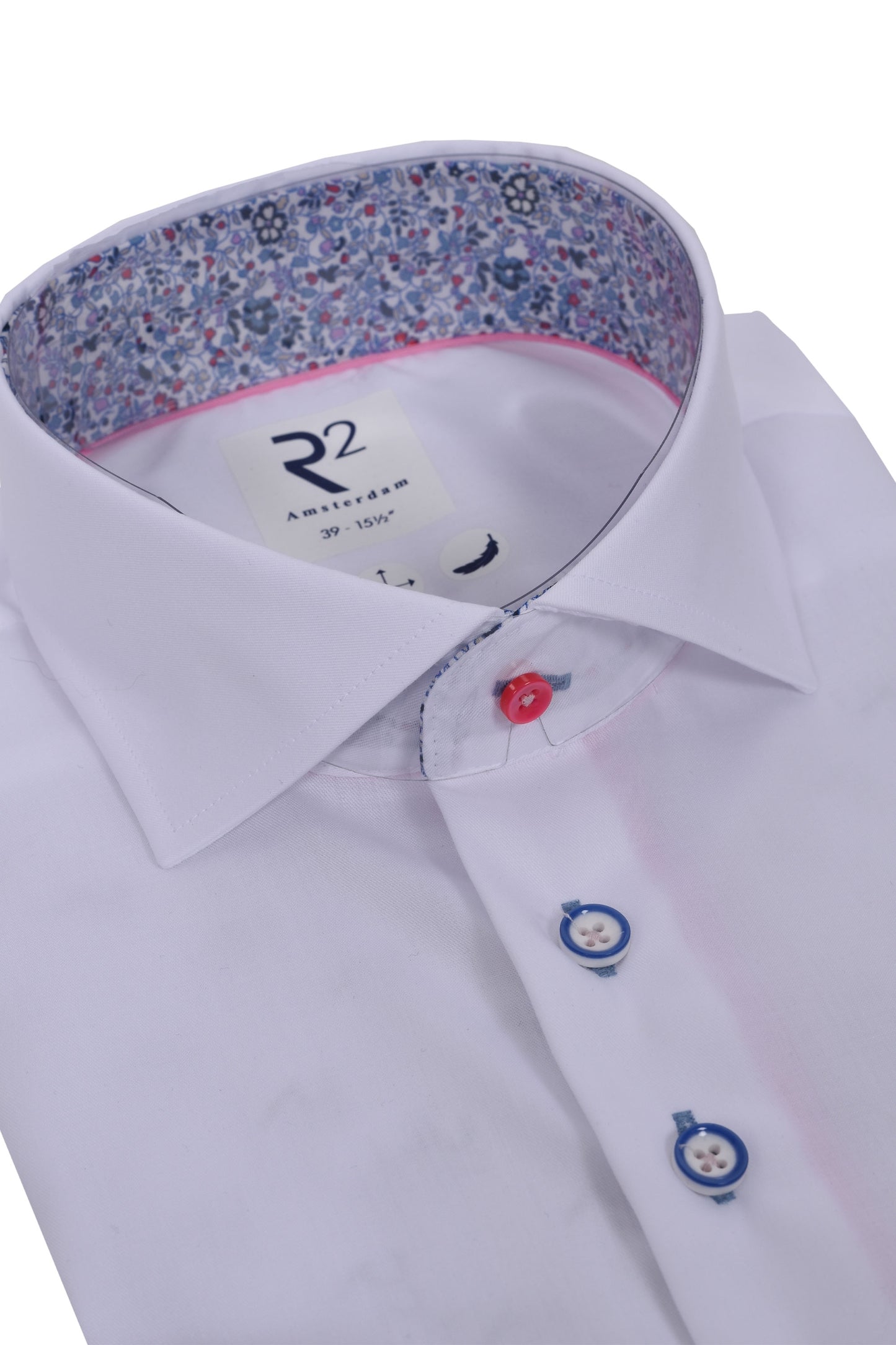 R2 Colletto tagliato con stampa Liberty bianco