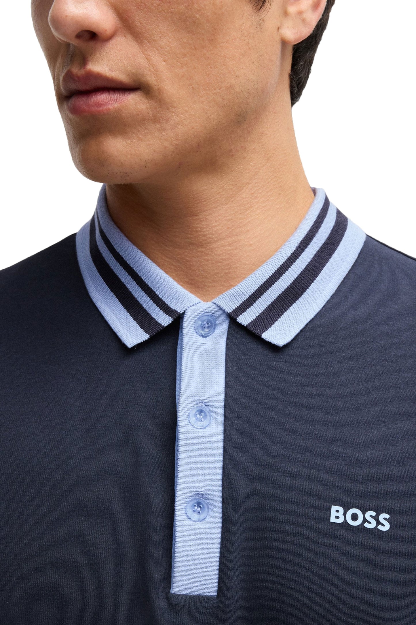 Polo Paule Tape bleu foncé de Boss