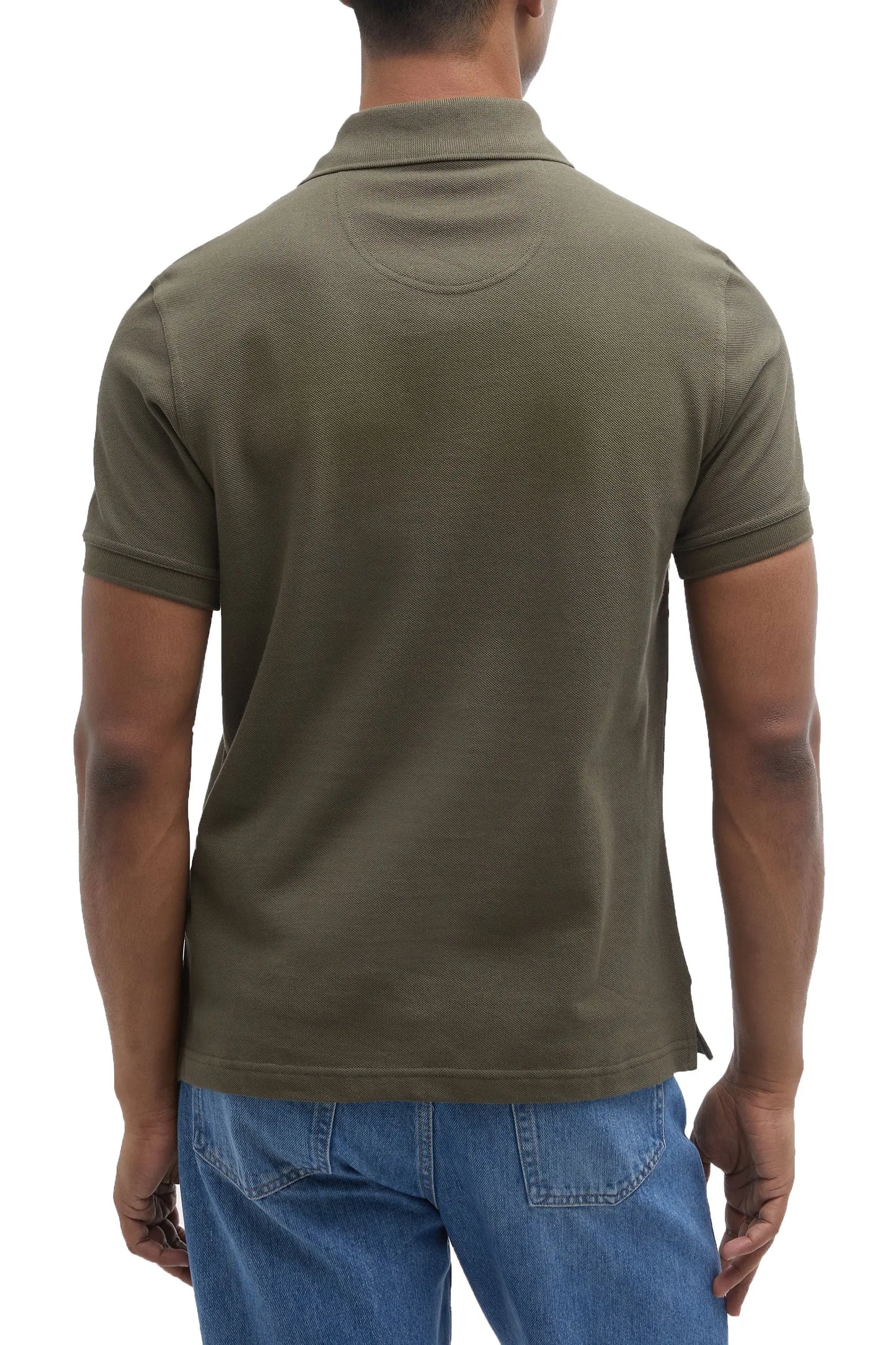Barbour Tartan Pique Polo Shirt Dark Olive Barbour