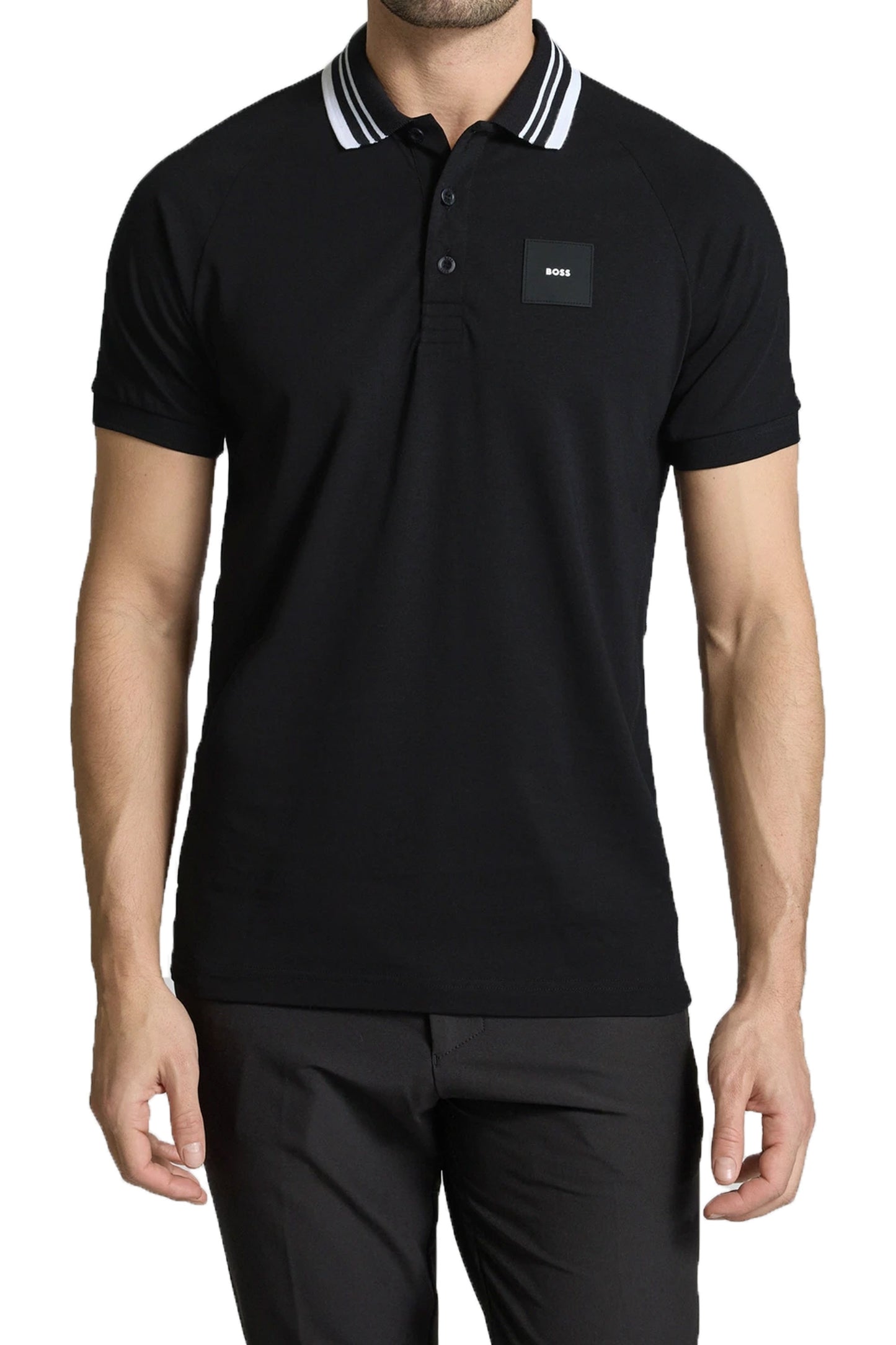 Boss Paddy Rib Polo Shirt Black