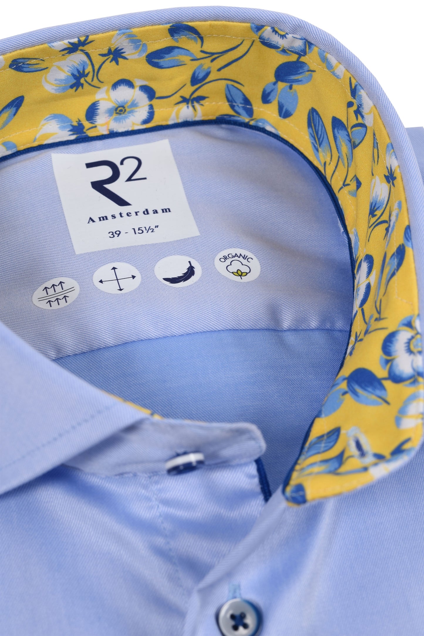R2 Cut Away collar Long Sleeved Shirt Light Blue