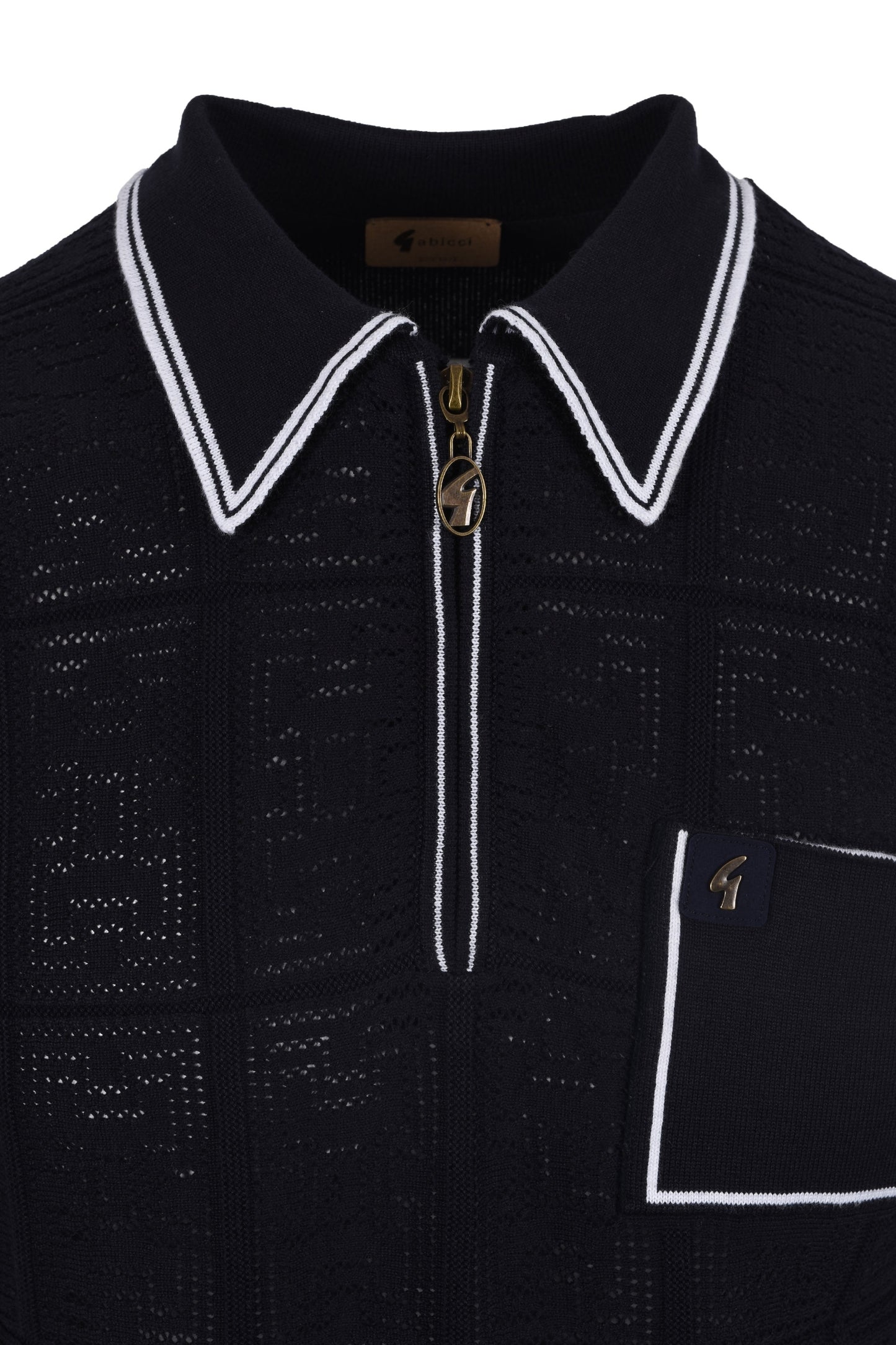 Gabicci Vintage Marr Knitted Zipped Polo Shirt Navy