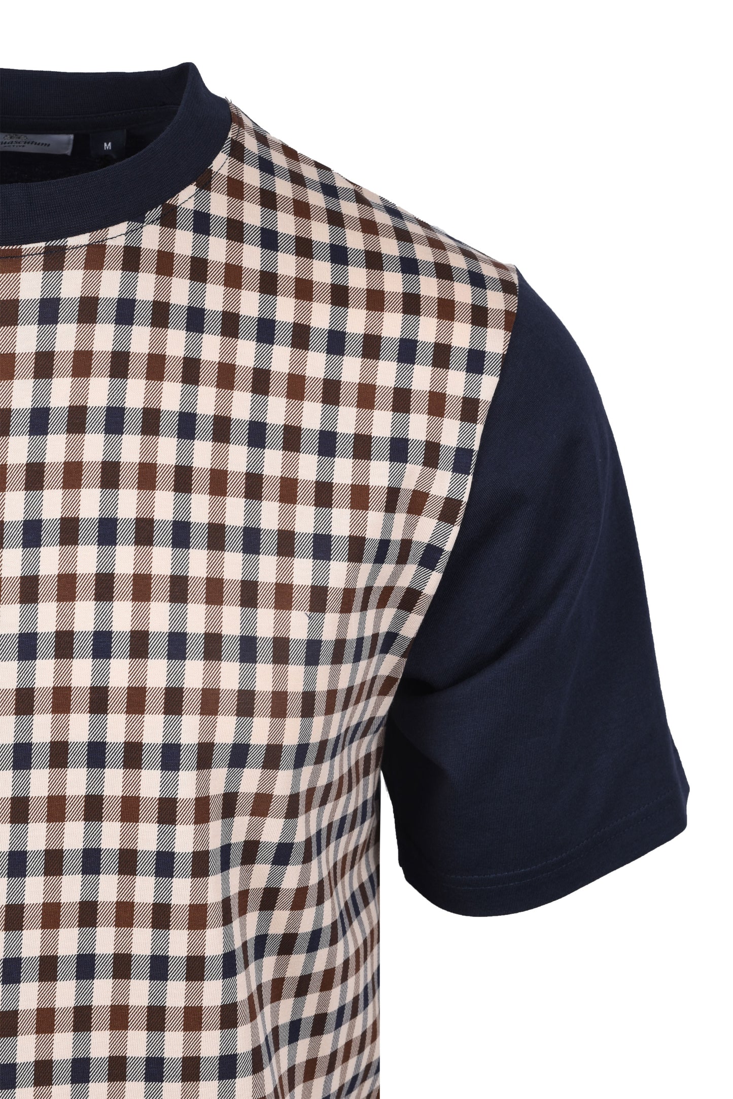 Aquascutum Side Club Check T-Shirt Navy