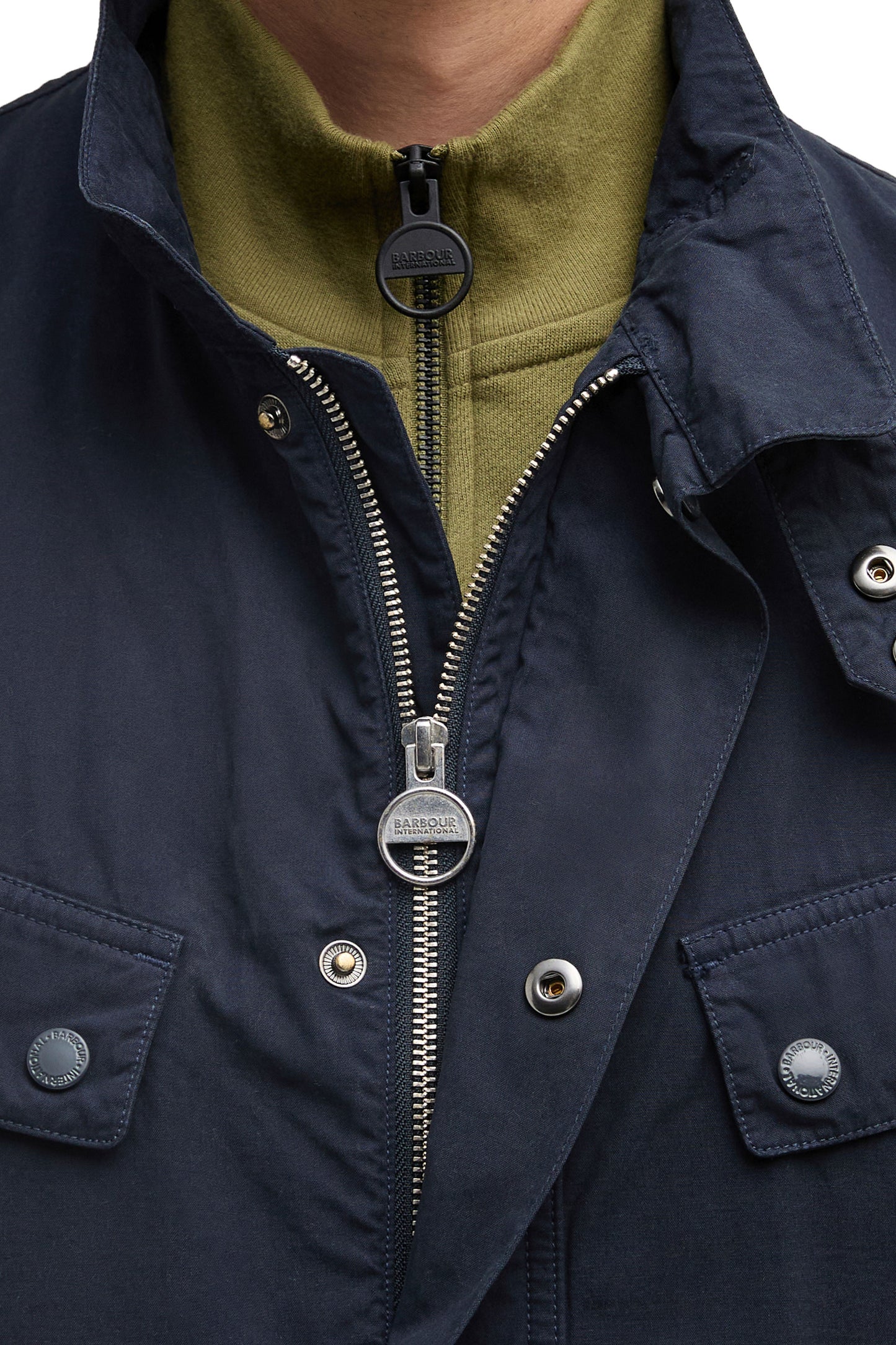 BARBOUR INTERNATIONAL GARMENT DYED CASUAL JACKET NAVY