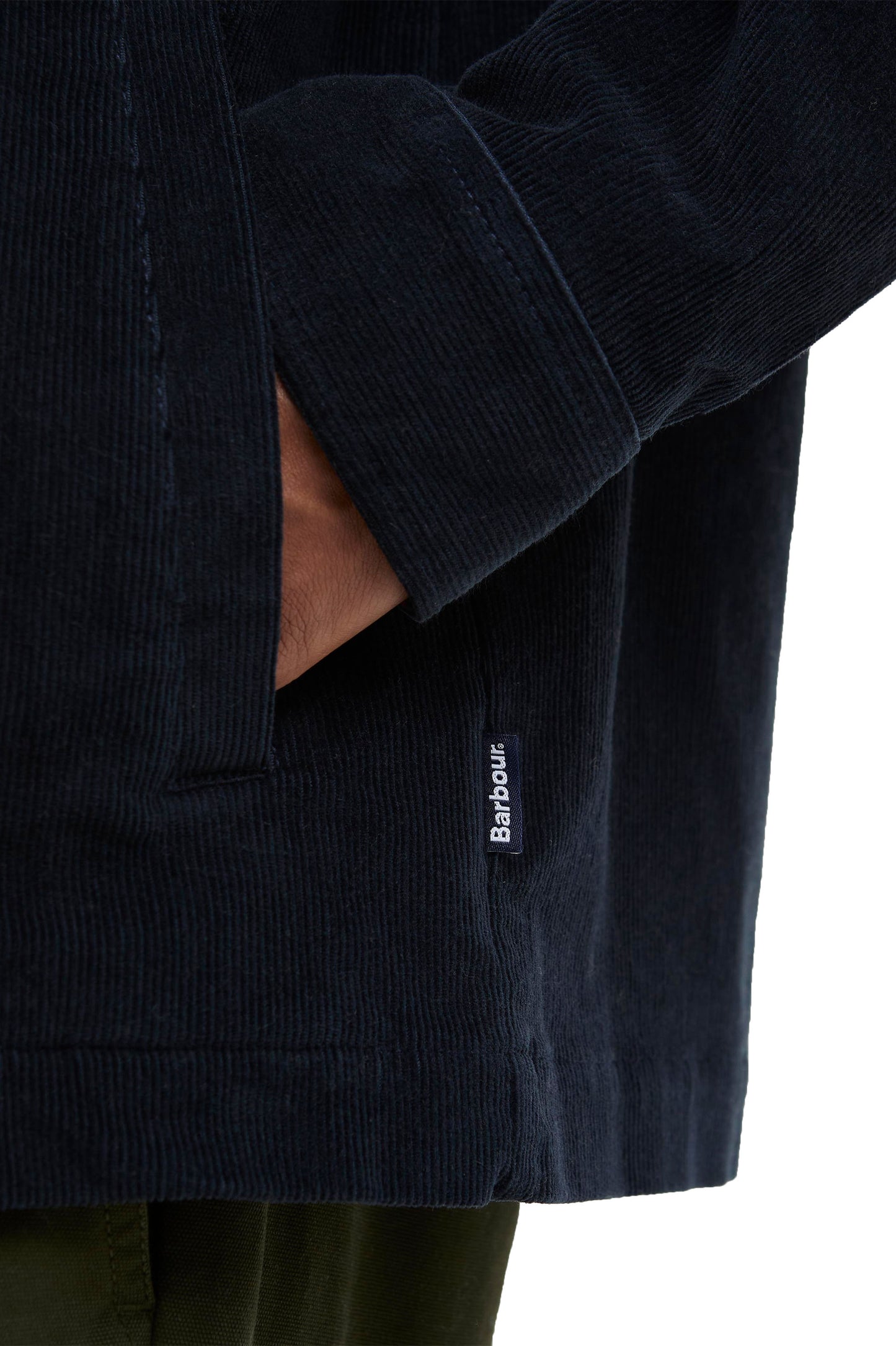 BARBOUR TARTAN TRIM CORDOUROY OVERSHIRT NAVY Barbour Michael Stewart Menswear Overshirts