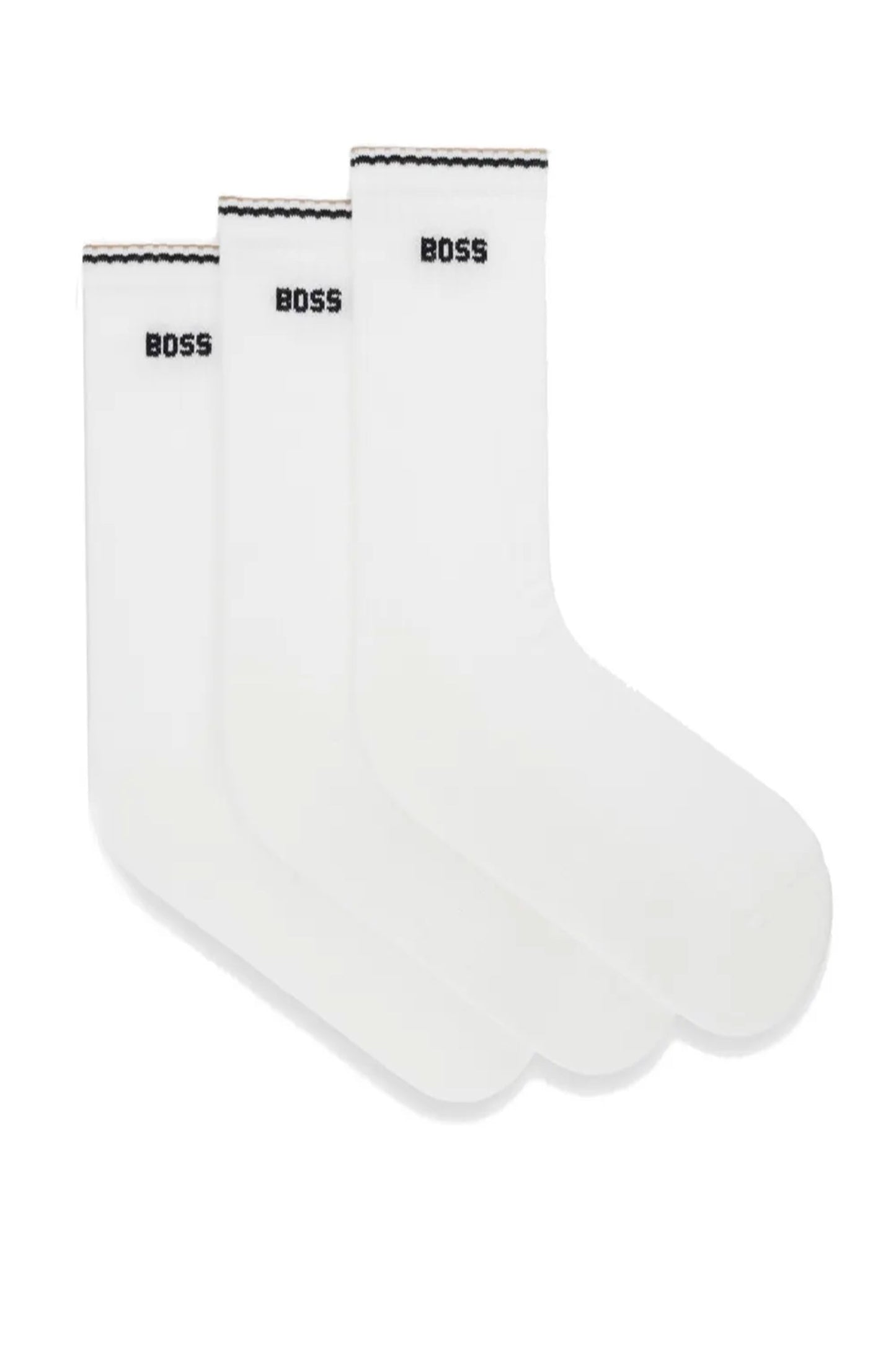BOSS BLACK 3P RIB STRIPE SOCKS WHITE