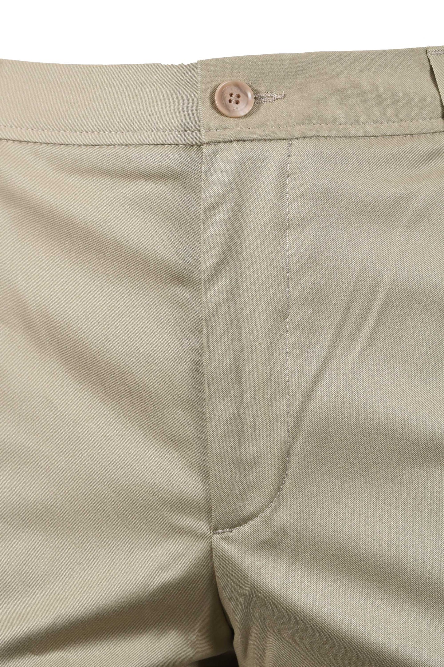 Close up picture of the button and fly closure on a pair of Boss black C Kent straight fit trousers.