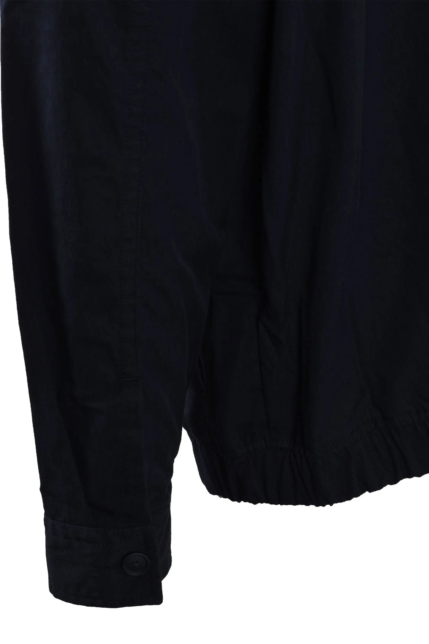 Dark blue BOSS overshirt close up of sleeve on a white background