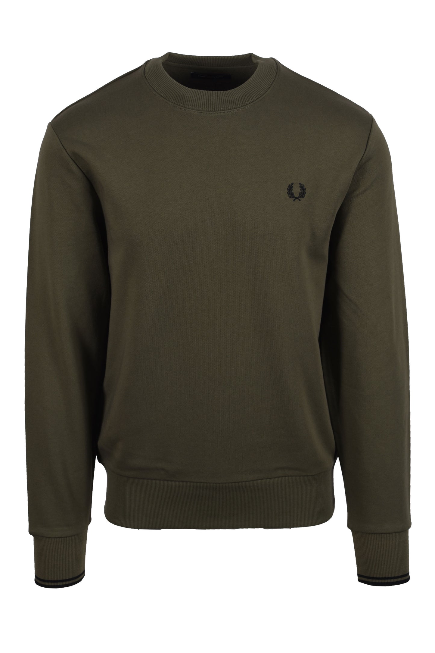 FRED PERRY CREW NECK SWEATSHIRT GREEN/ BLACK