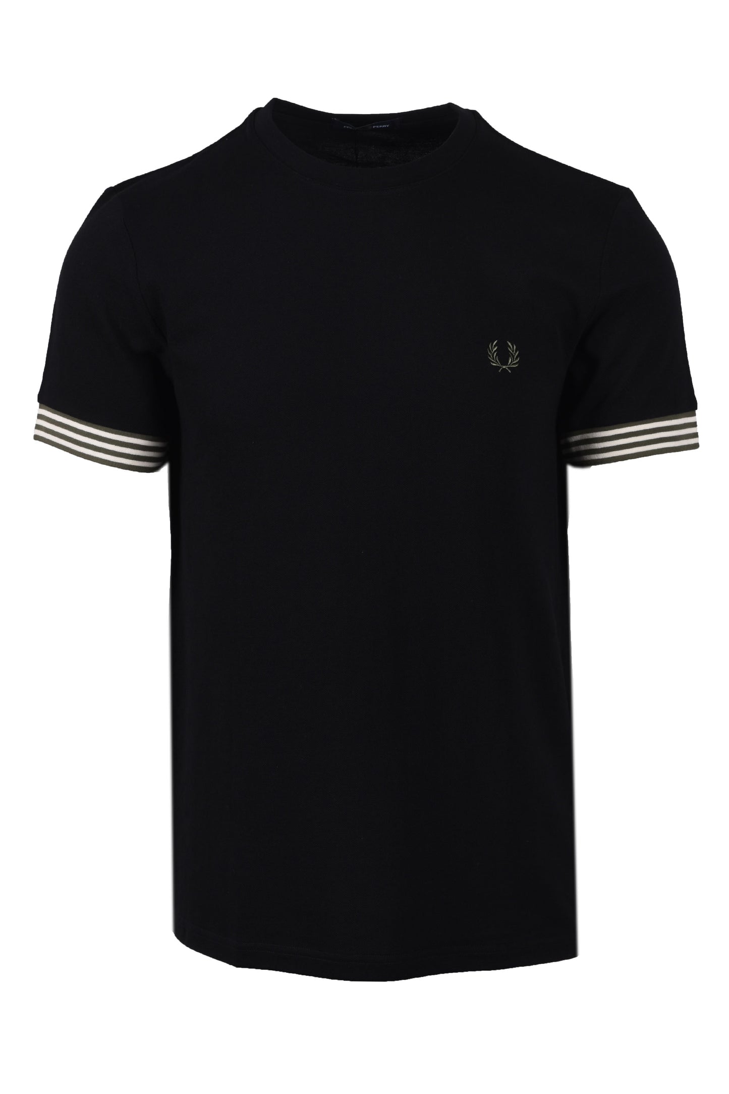 FRED PERRY STRIPED CUFF T-SHIRT BLACK