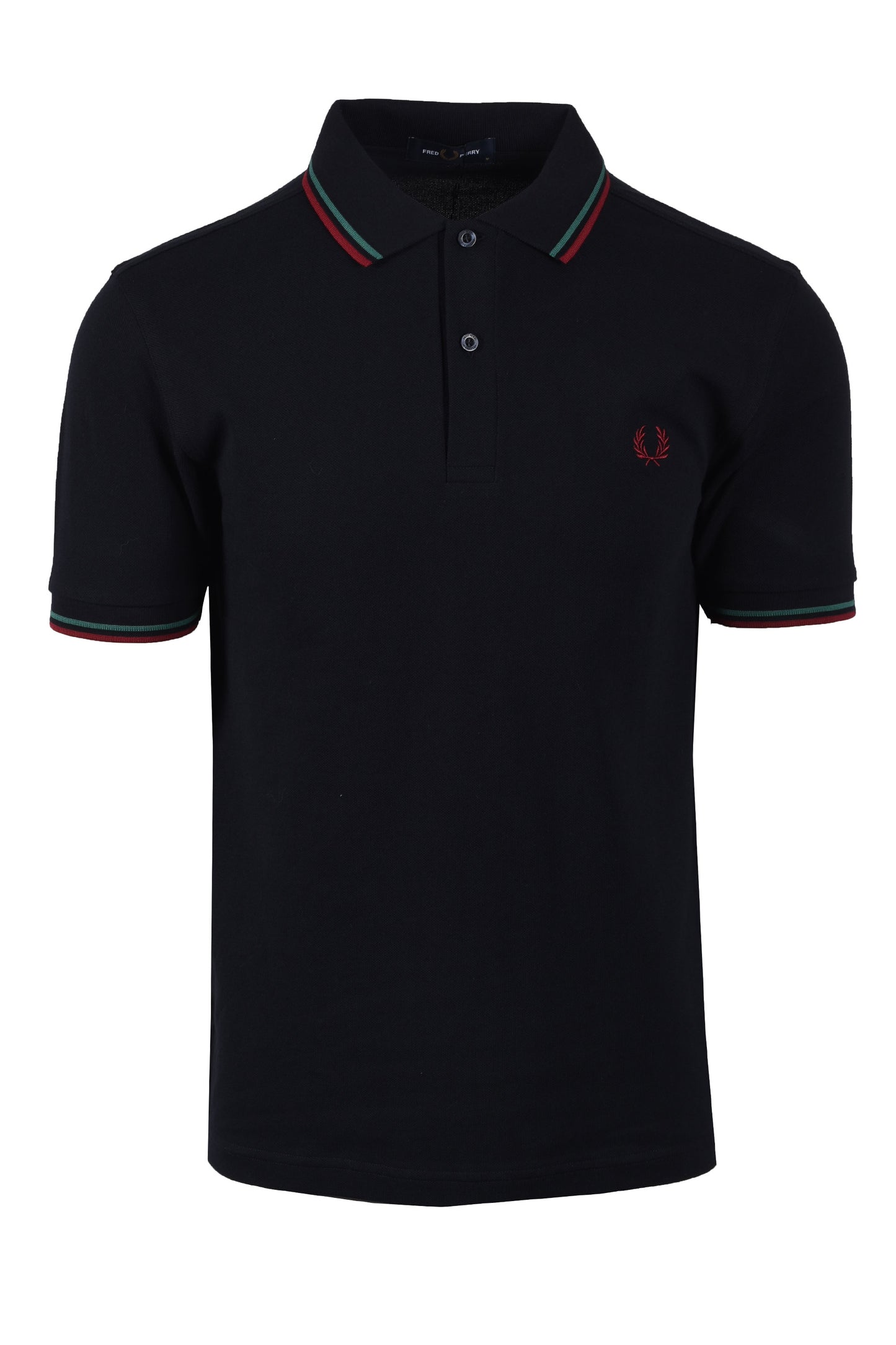 FRED PERRY TWIN TIPPED POLO SHIRT NAVY/SPORT GREEN/BURNT RED