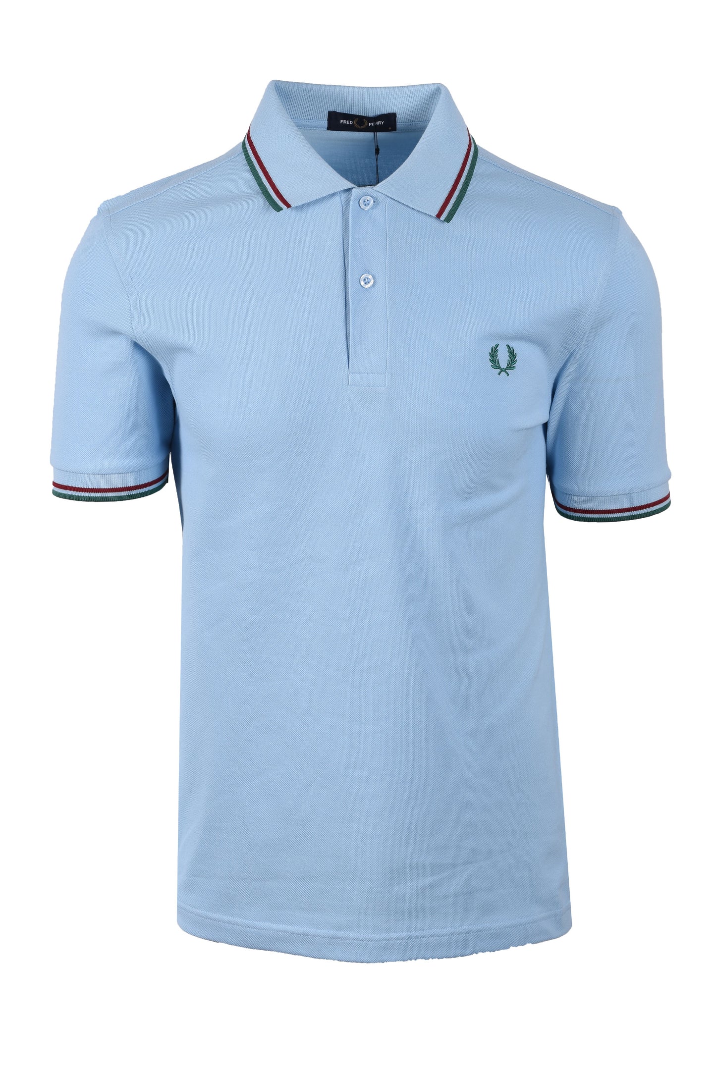 FRED PERRY TWIN TIPPED POLO SHIRT TRACK BLUE/BURNT RED/SPORT GREEN