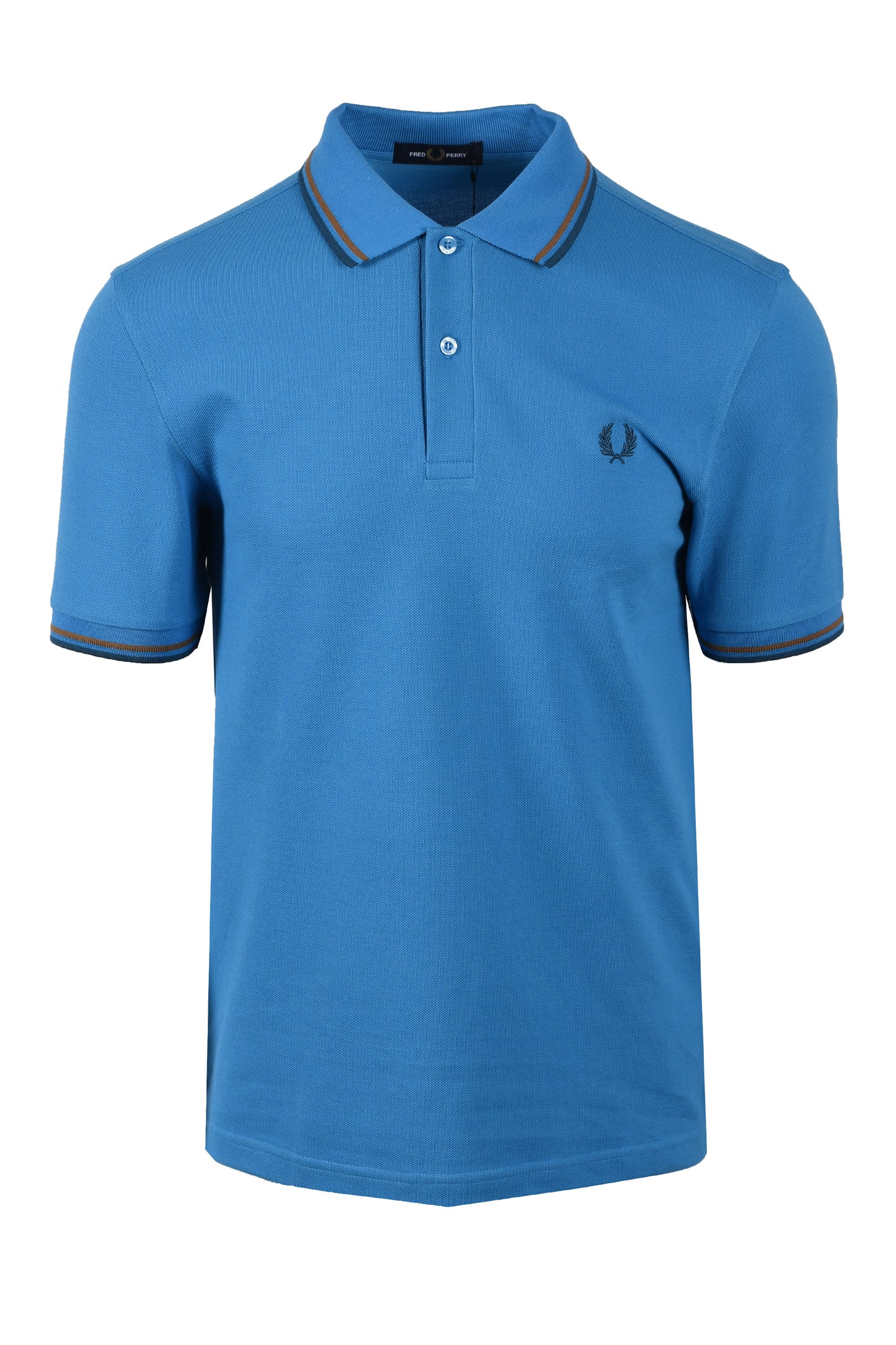 FRED PERRY TWIN TIPPED POLO SHIRT COURT BLUE/SHADED STONE/DARK PETROL