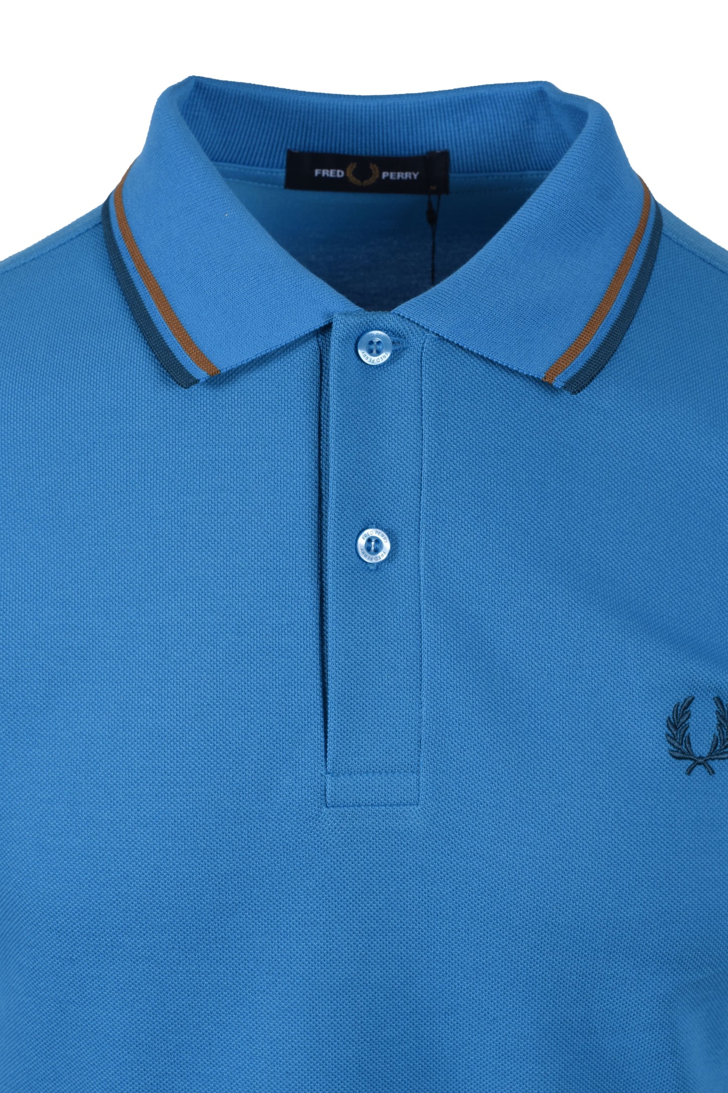 FRED PERRY TWIN TIPPED POLO SHIRT COURT BLUE/SHADED STONE/DARK PETROL