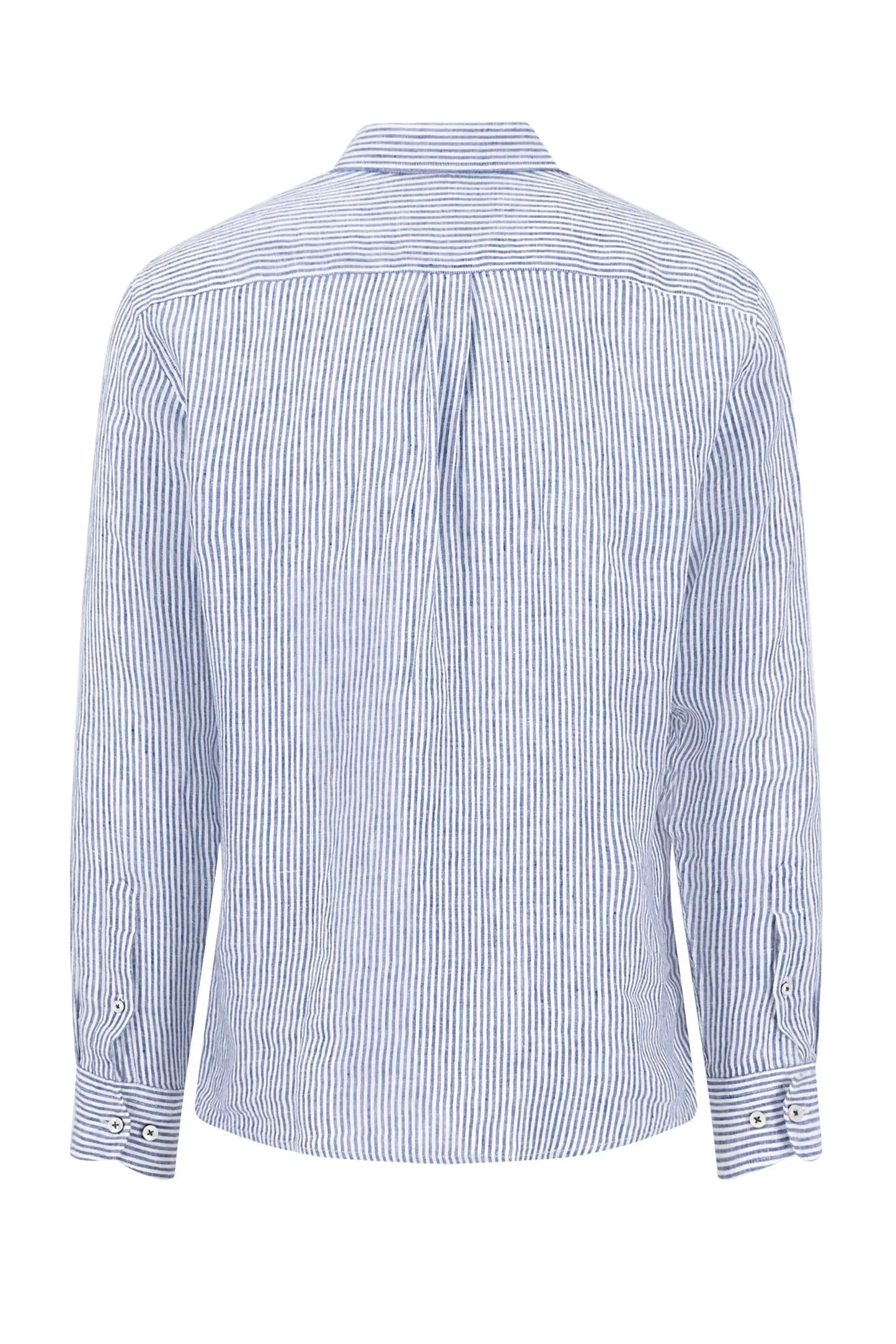 FYNCH-HATTON LONG SLEEVED LINEN SHIRT HARBOUR BLUE STRIPE Fynch-Hatton
