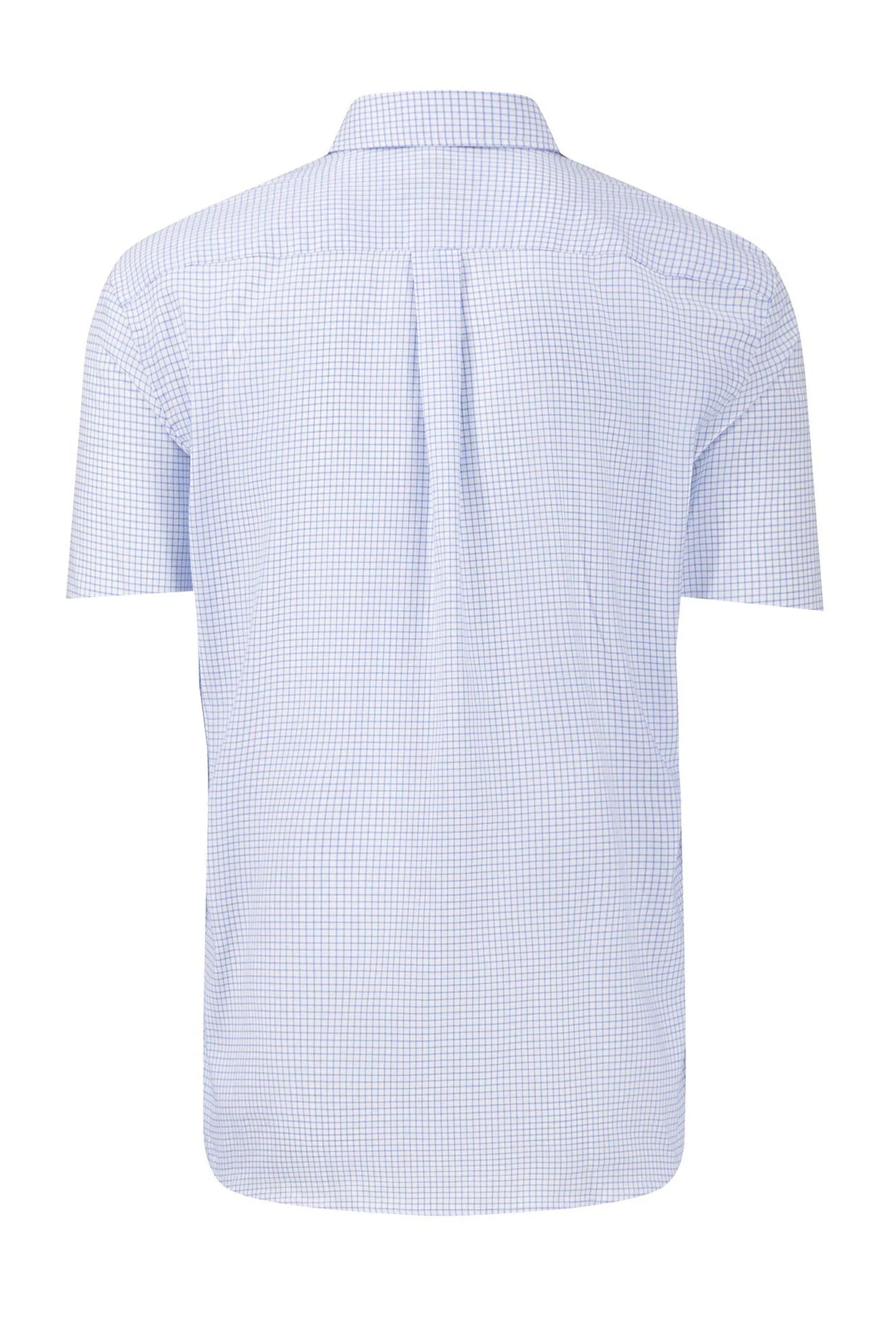 FYNCH-HATTON SHORT SLEEVED OXFORD SHIRT BLUE CHECK