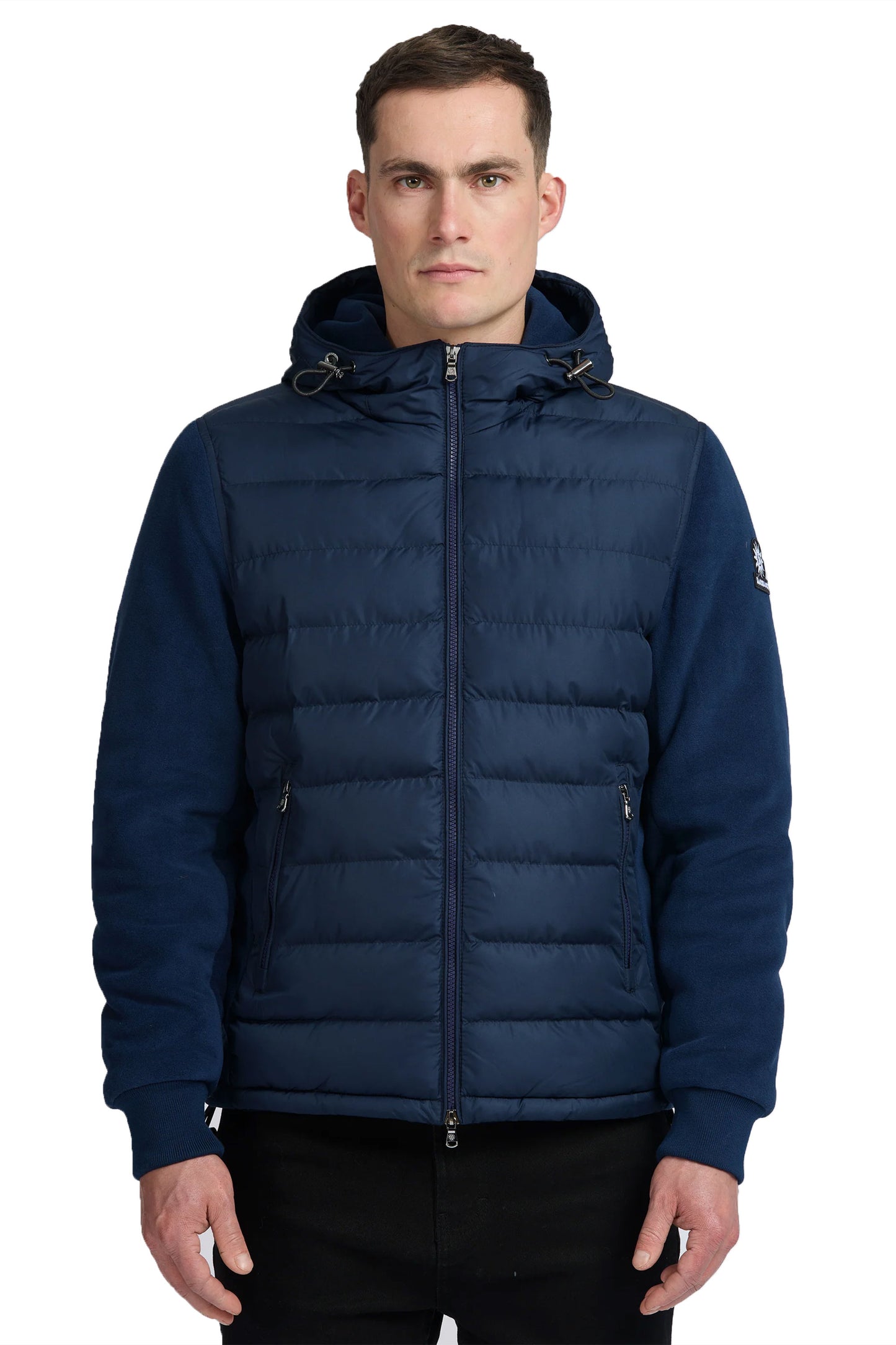 SANDBANKS OUTLANDER POLAR FLEECE HOODED HYBRID JACKET NAVY