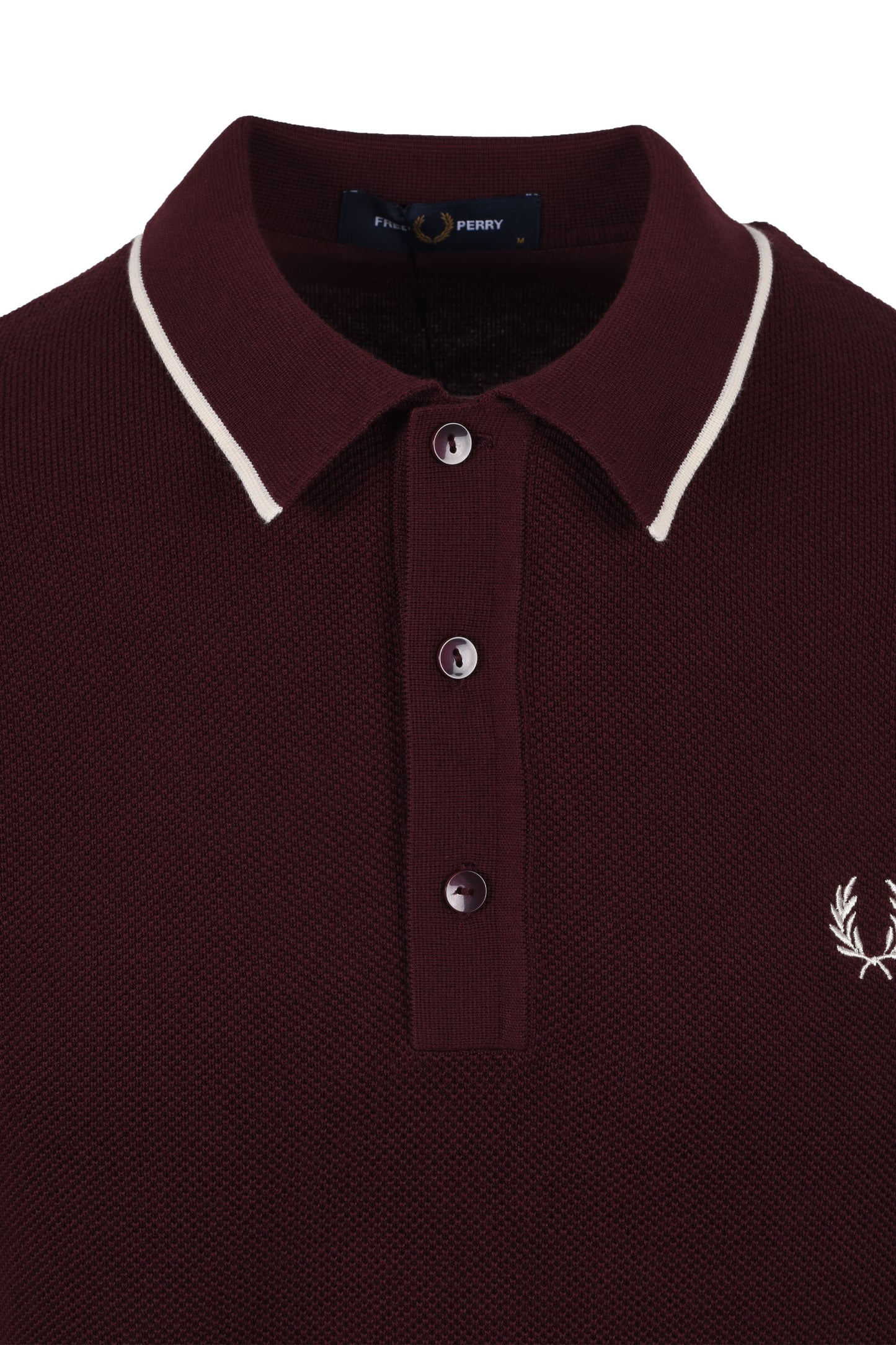 Fred Perry Pique Knitted Polo Shirt Oxblood