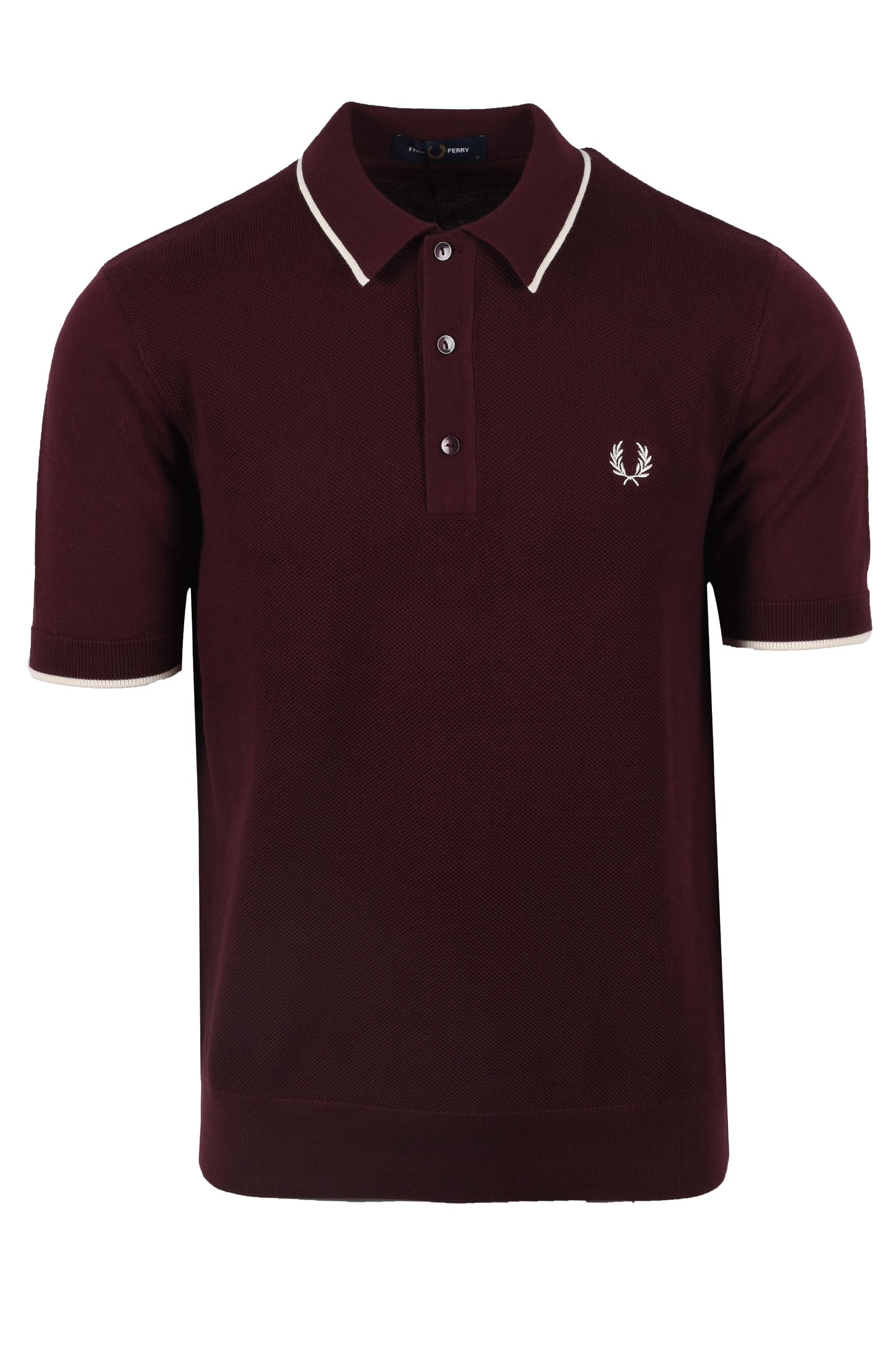 Fred Perry Pique Knitted Polo Shirt Oxblood