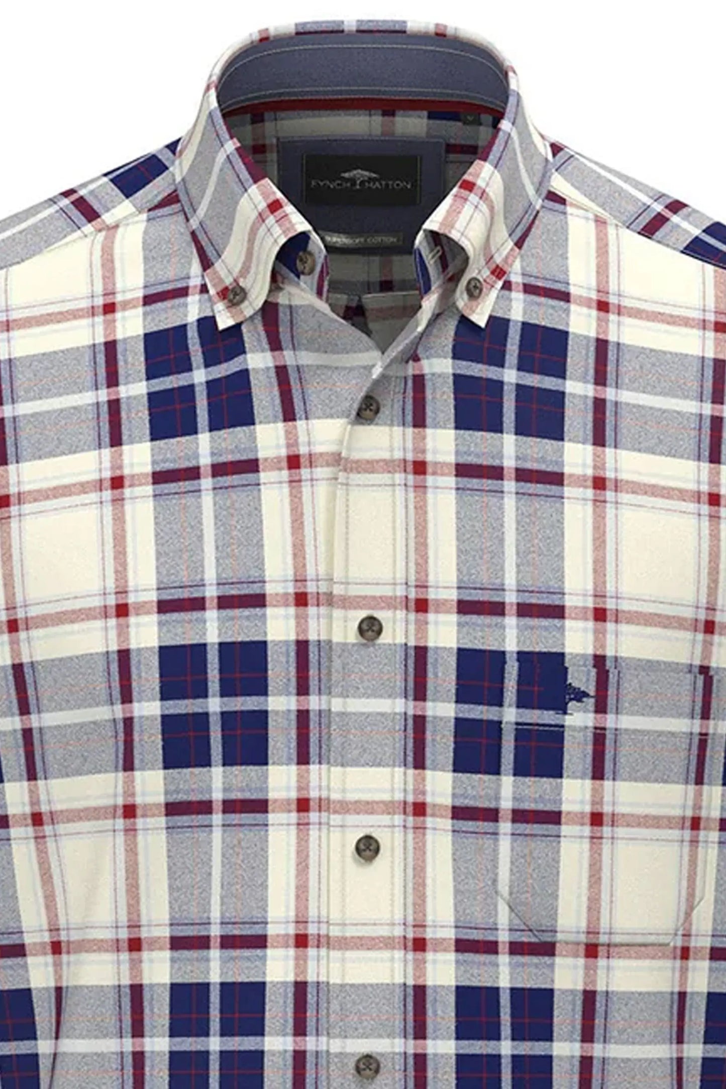 Fynch-Hatton Long Sleeve Checked Shirt Garnet Red Fynch-Hatton