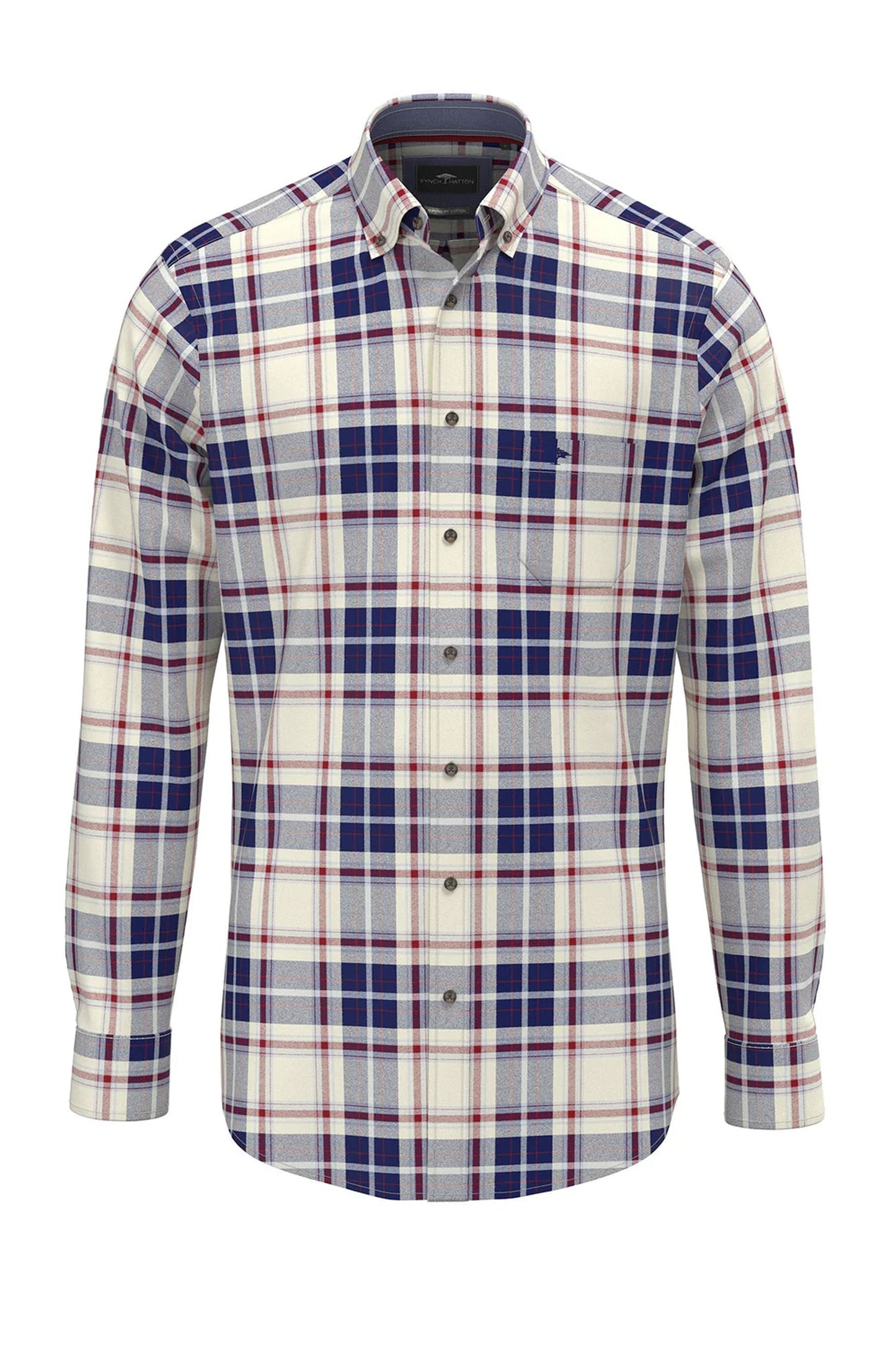 Fynch-Hatton Long Sleeve Checked Shirt Garnet Red