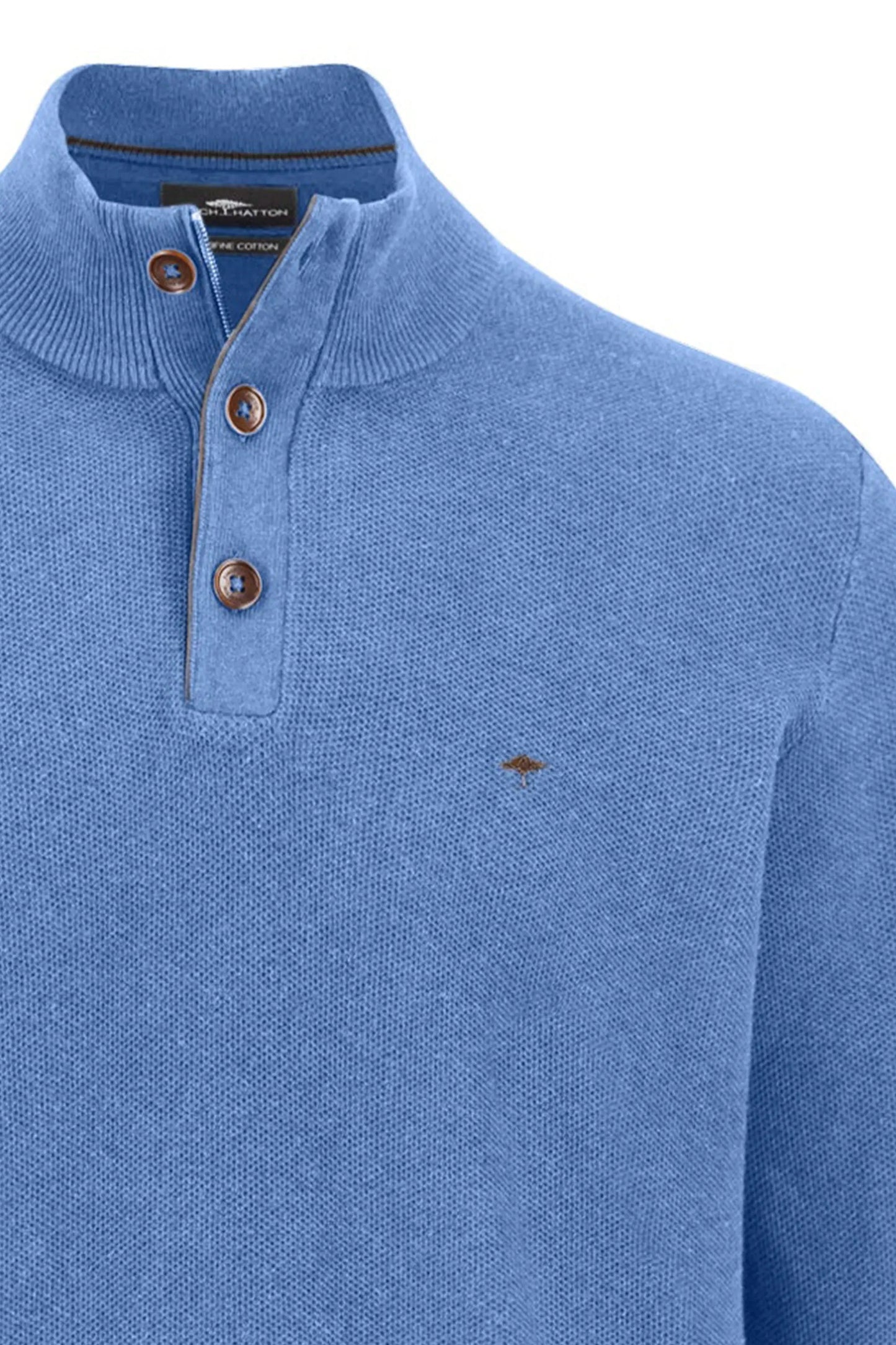 Fynch-Hatton Troyer Button Knitwear Crystal Blue Fynch-Hatton