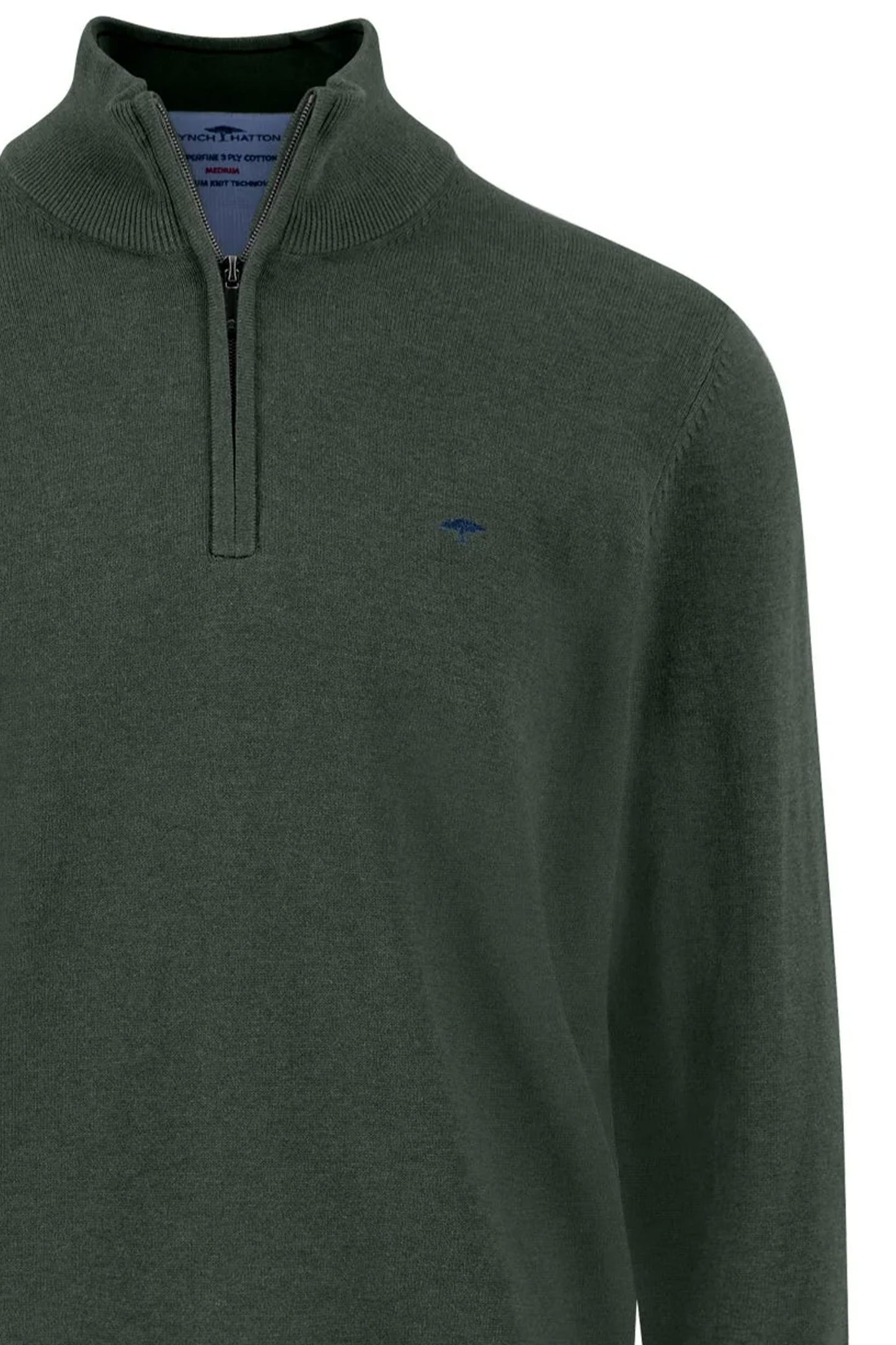 Fynch-Hatton Troyer Half Zip Knitwear Dark Ivy