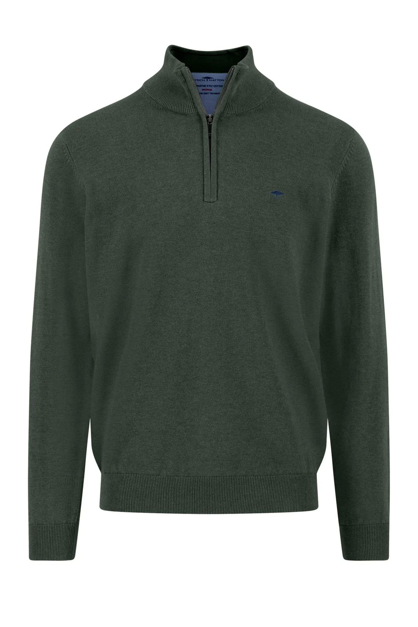 Fynch-Hatton Troyer Half Zip Knitwear Dark Ivy