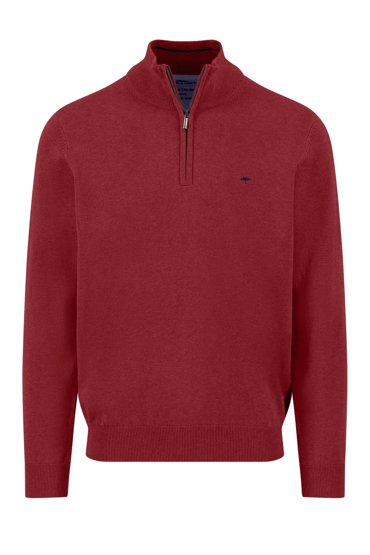 Fynch-Hatton Troyer Half Zip Knitwear Garnet Red