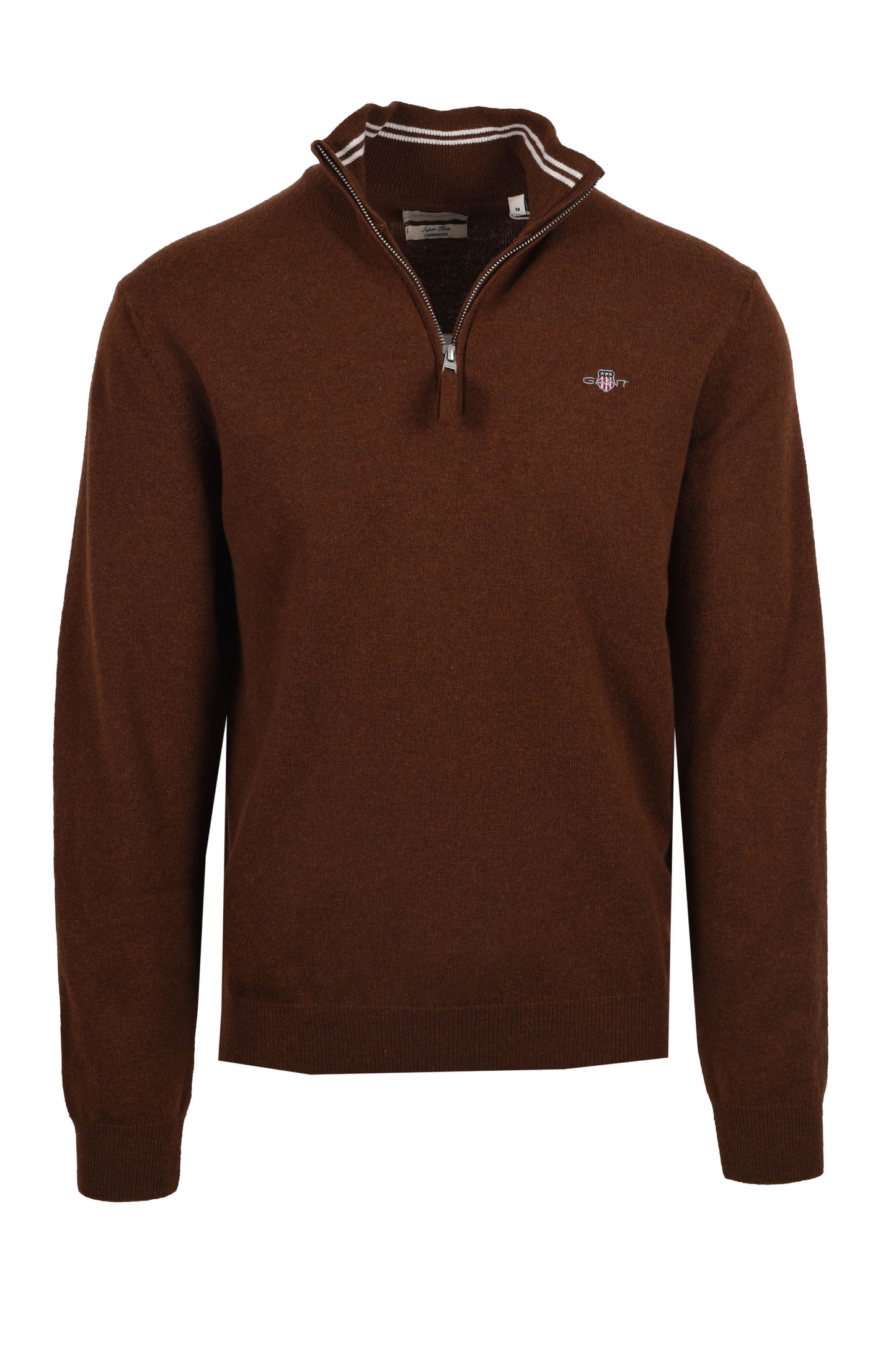 Gant Superfine Lambswool Half Zip Mahogany Brown