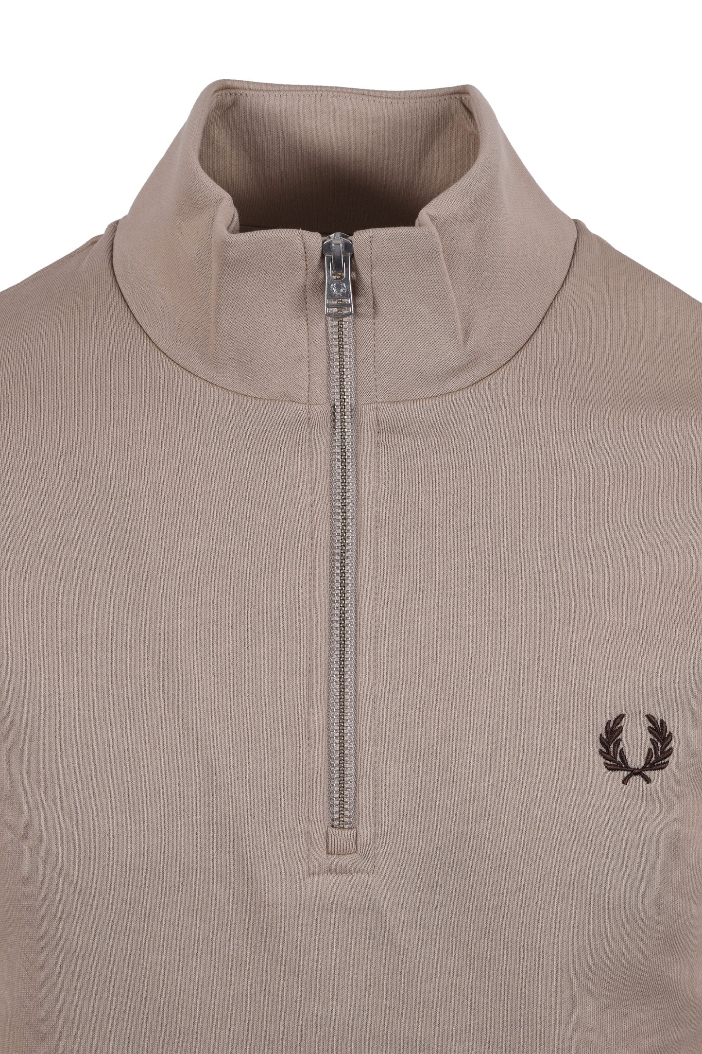 FRED PERRY HALF ZIP SWEATSHIRT WARM OAT/COURT GREEN/BURNT TOB