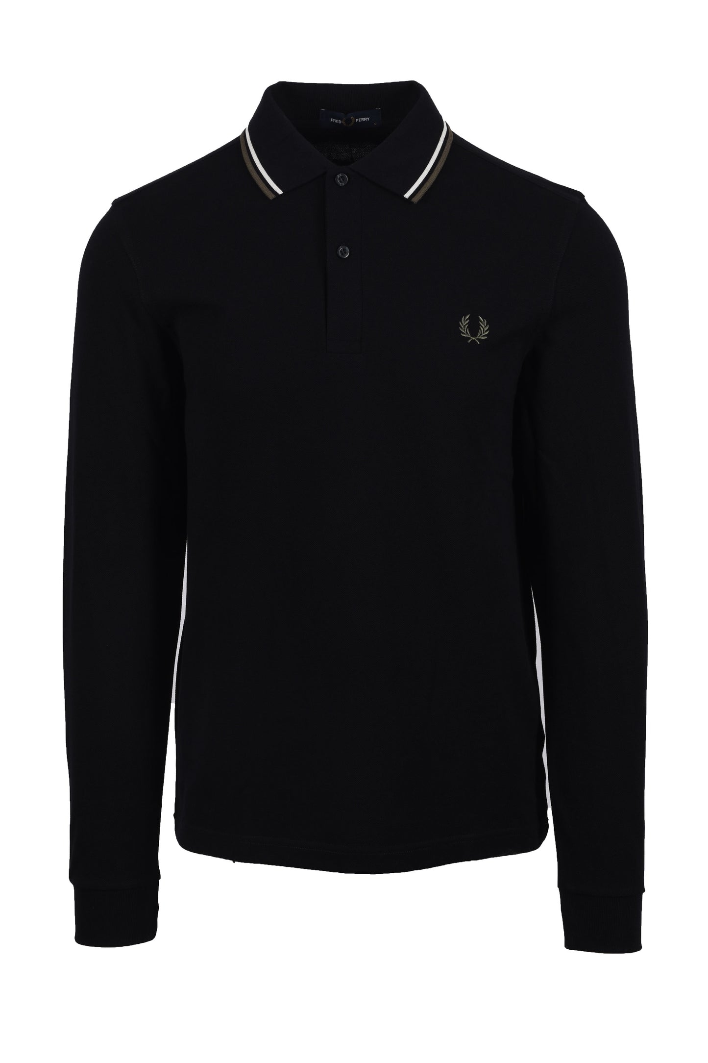 FRED PERRY LS TWIN TIPPED POLO BLACK/ECRU/LRLWR