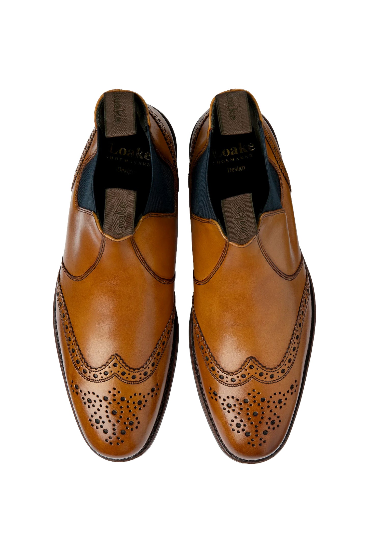 Loake Hoskins T Calf Brogue Chelsea Boot Tan