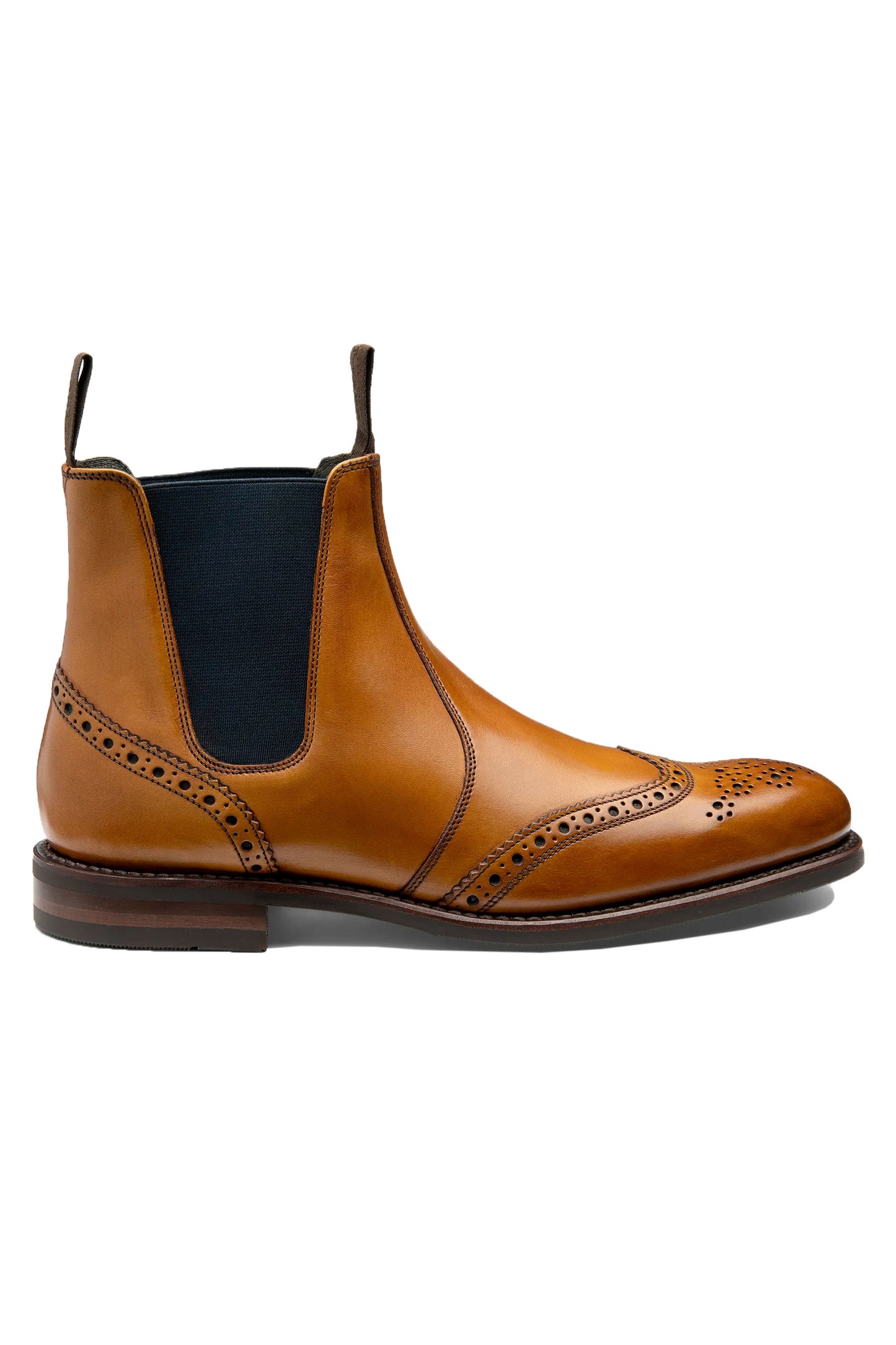 Loake Hoskins T Calf Brogue Chelsea Boot Tan