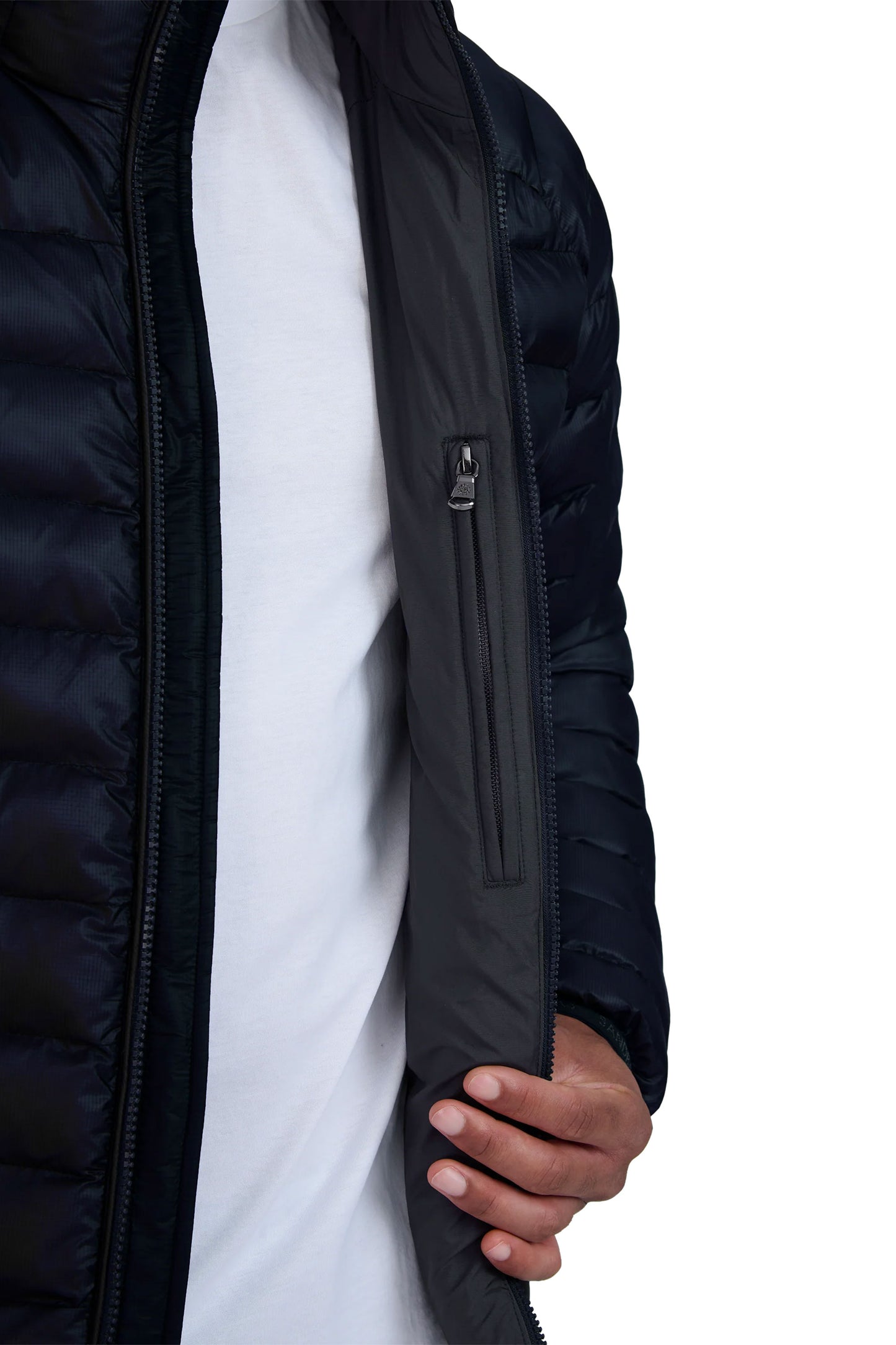 Sandbanks SANDBANKS HOODED RIPSTOP MICRO PUFFER JACKET NAVY