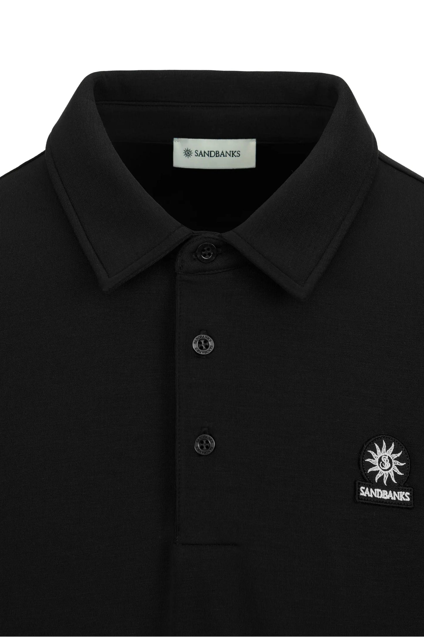SANDBANKS MODAL LONG SLEEVE POLO BLACK Sandbanks