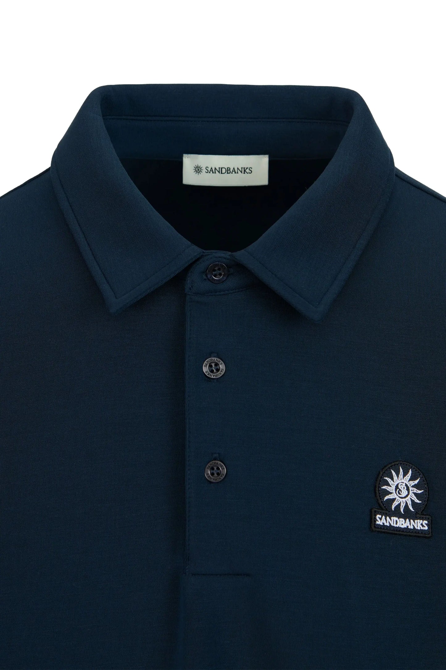 SANDBANKS MODAL LONG SLEEVE POLO NAVY Sandbanks