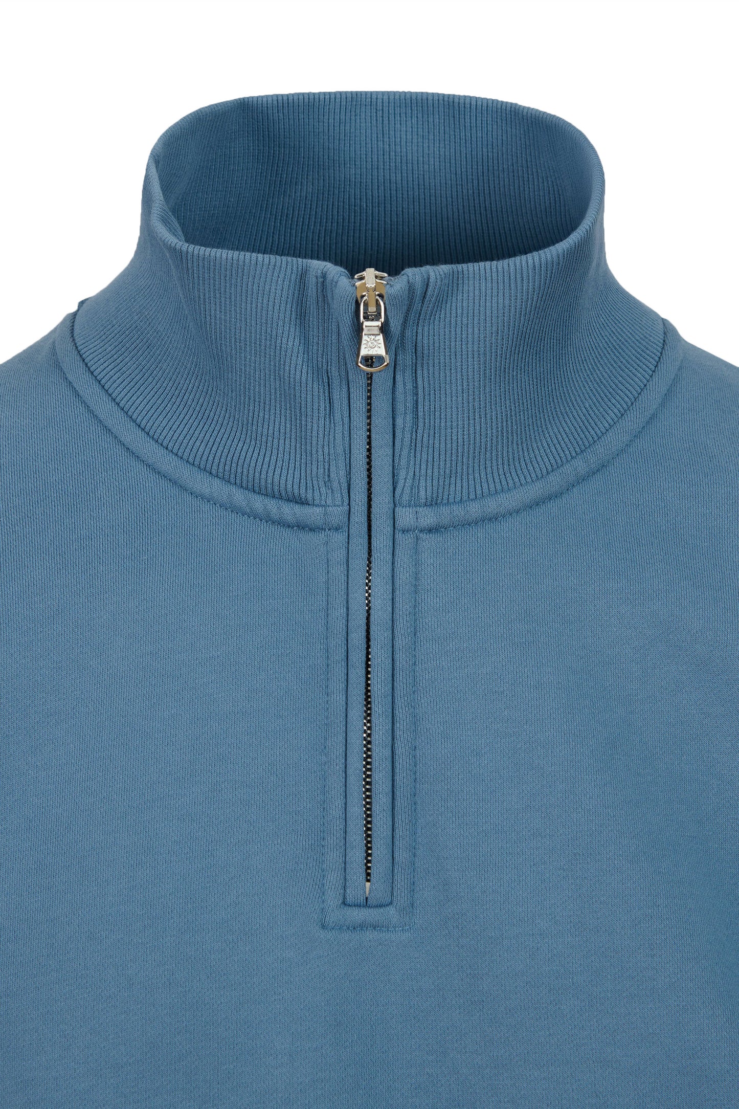 SANDBANKS BADGE LOGO QUARTER ZIP SWEATSHIRT TEAL