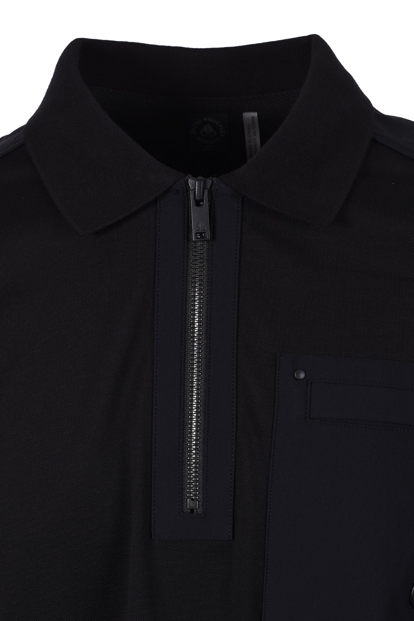 Moose Knuckles Dalon Long Sleeved Polo Shirt Black