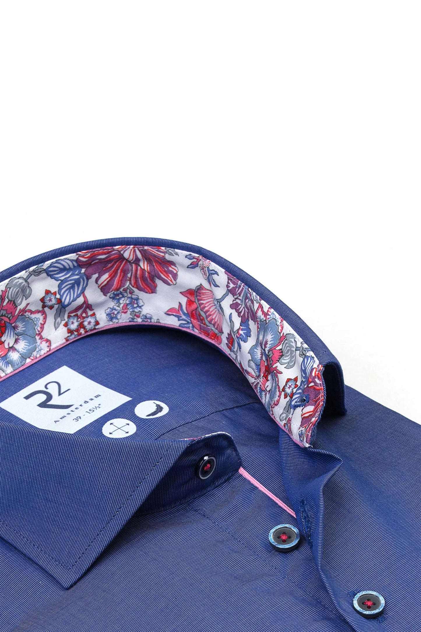 R2 CUT AWAY COLLAR LONG SLEEVED SHIRT BLUE R2