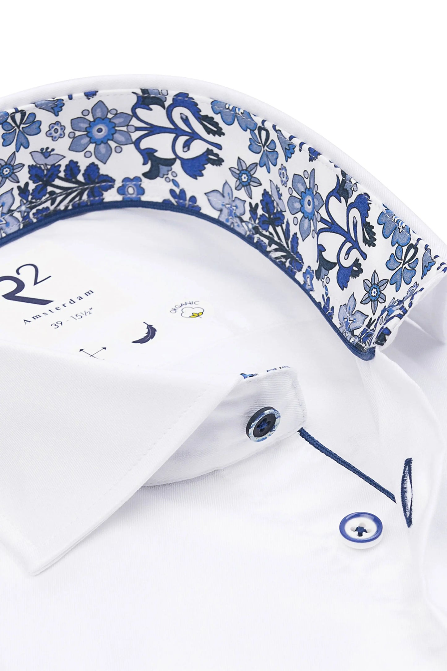 R2 CUT AWAY COLLAR LONG SLEEVED SHIRT WHITE R2